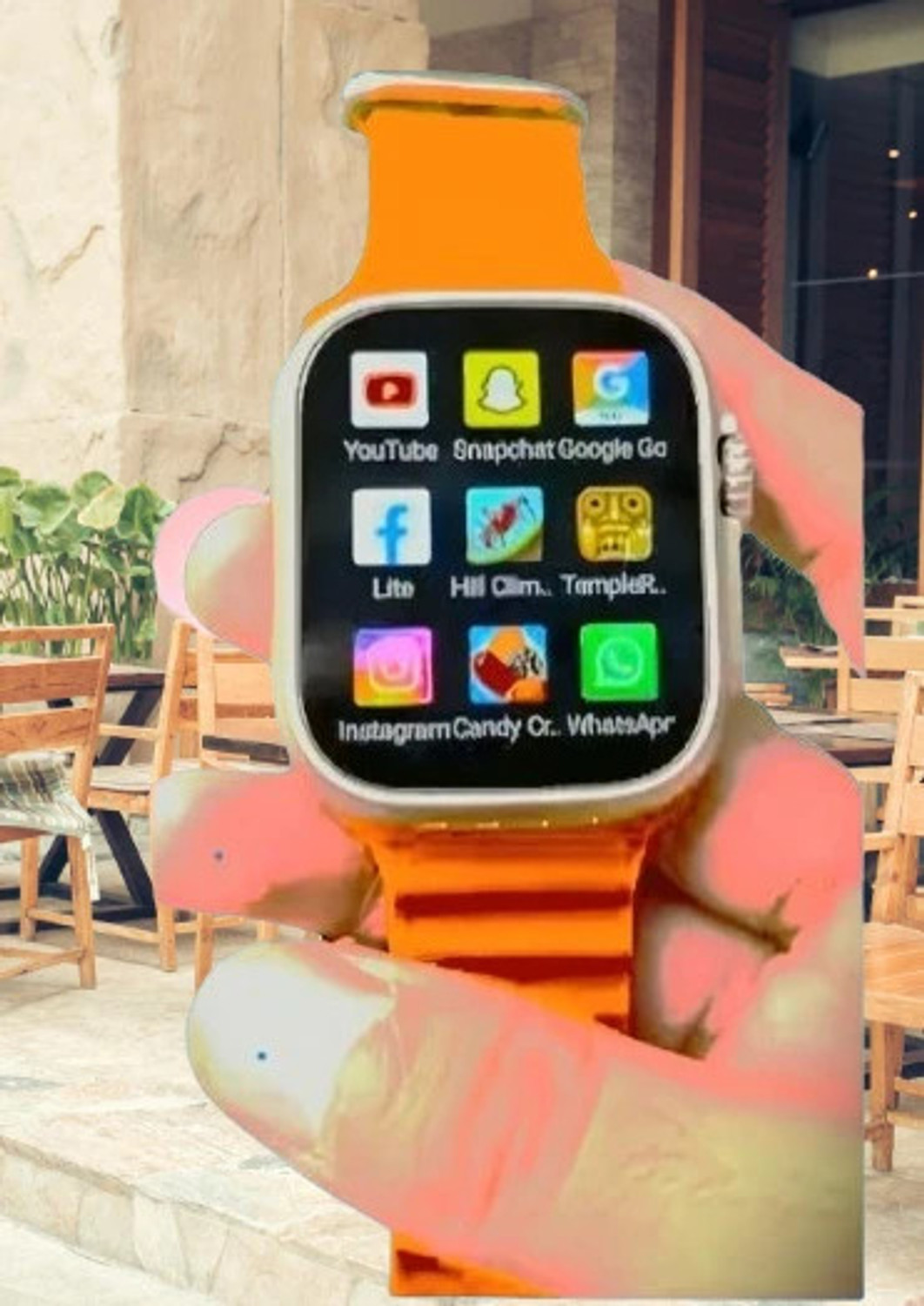 RLS T800 Android Smart Watch Men 5G Network BT Call GPS X8 Ultra S9 Smartwatch (Orange Strap, Free Size) - Image 1