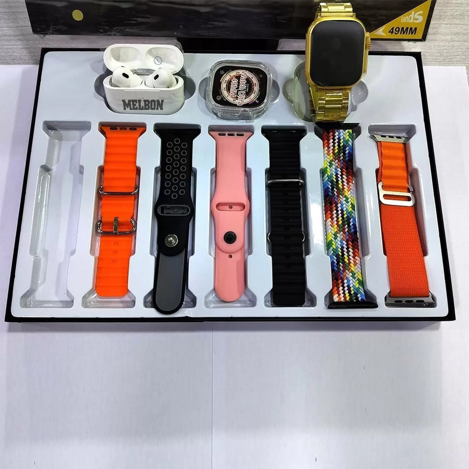 Melbon H20 Bluetooth Calling Smartwatch with Earpods, Multicolor Strap - Image 1