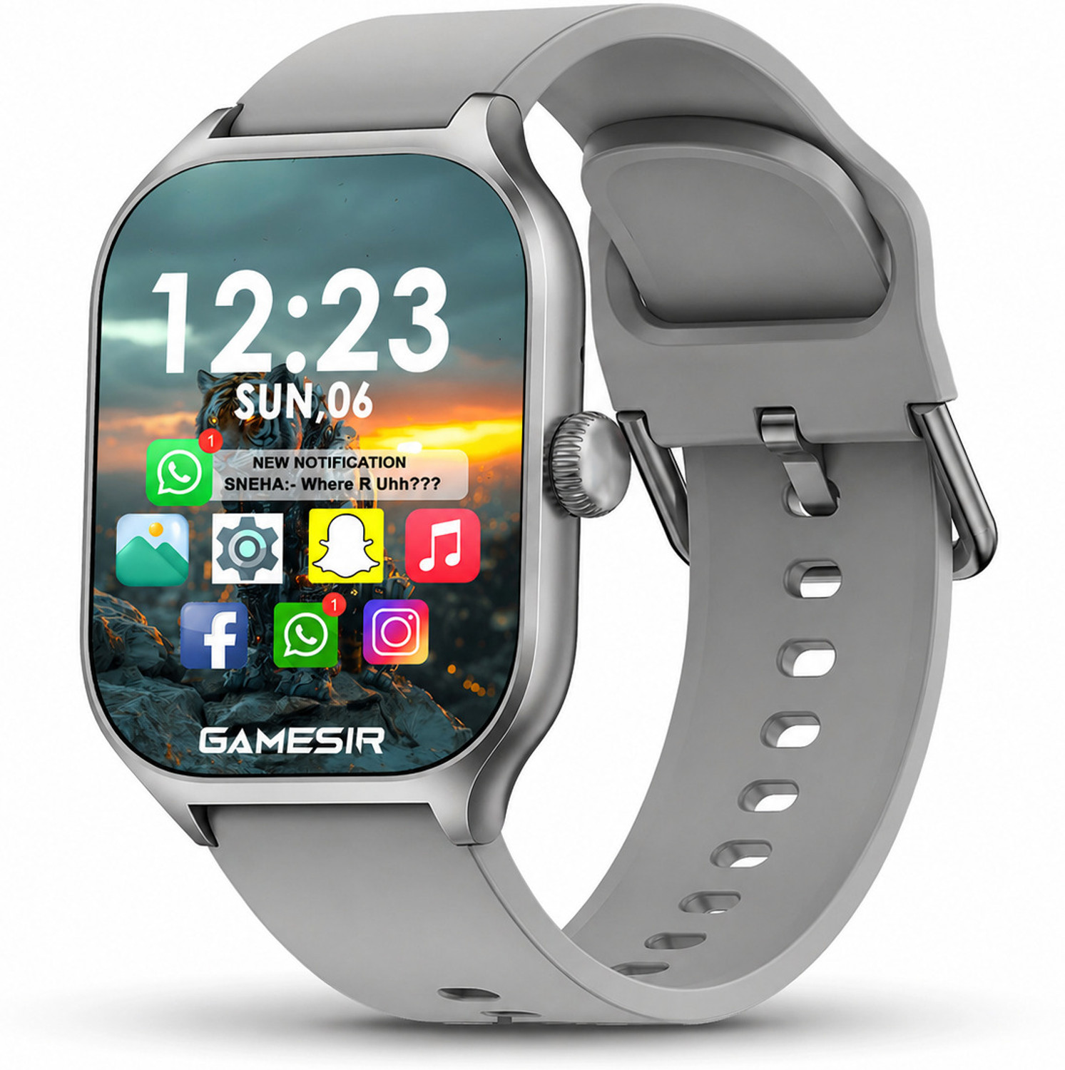 GameSir H9 Grey Smartwatch with Bluetooth, Fitness & Heart Rate Tracking Smartwatch (Grey-1 Strap, Free Size) - Image 1