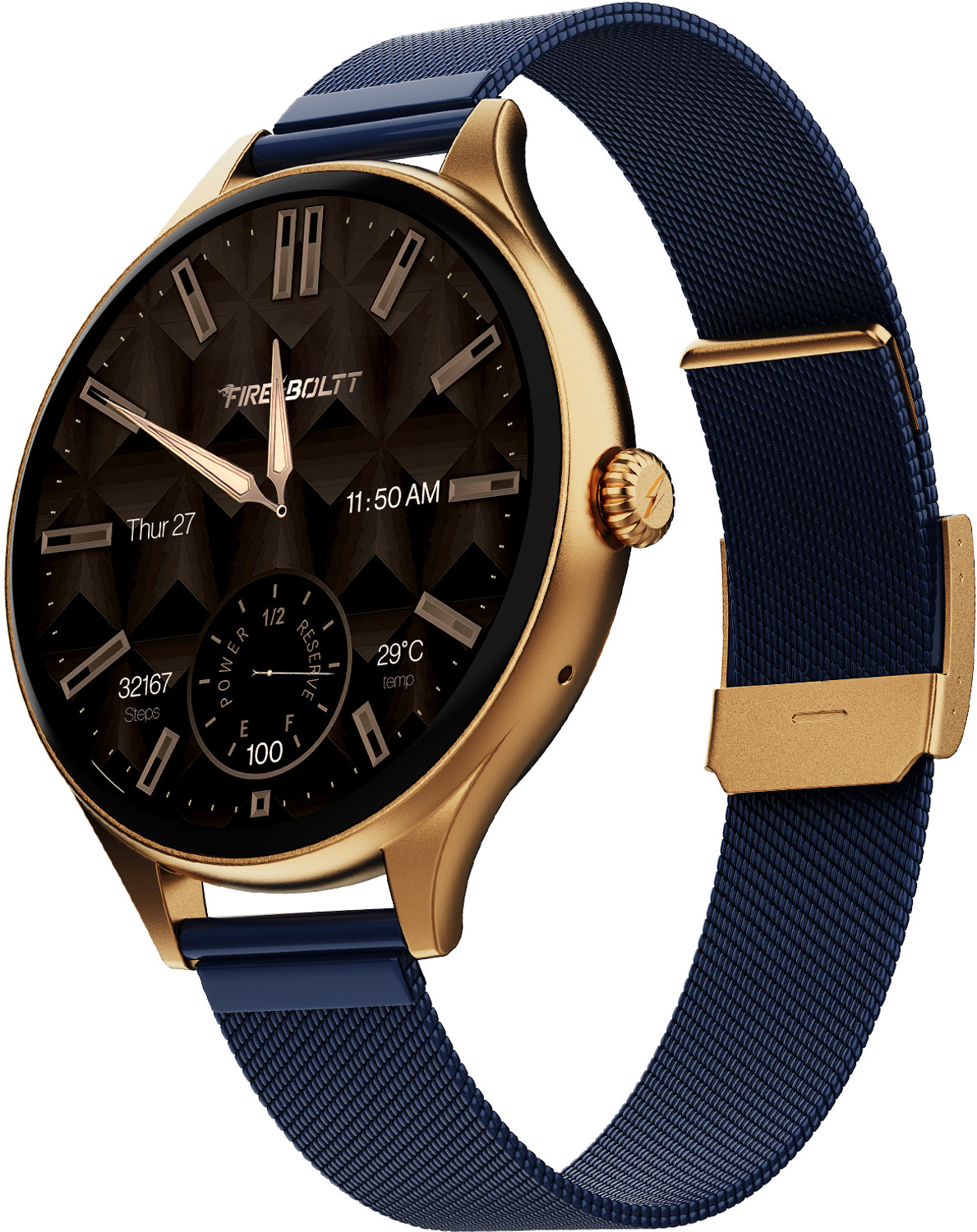 Fire-Boltt Hurricane Air 1.26 Round Display Rotating Crown Metal Body Wireless Charging Smartwatch (Midnight Sapphire Strap, Free Size) - Image 1