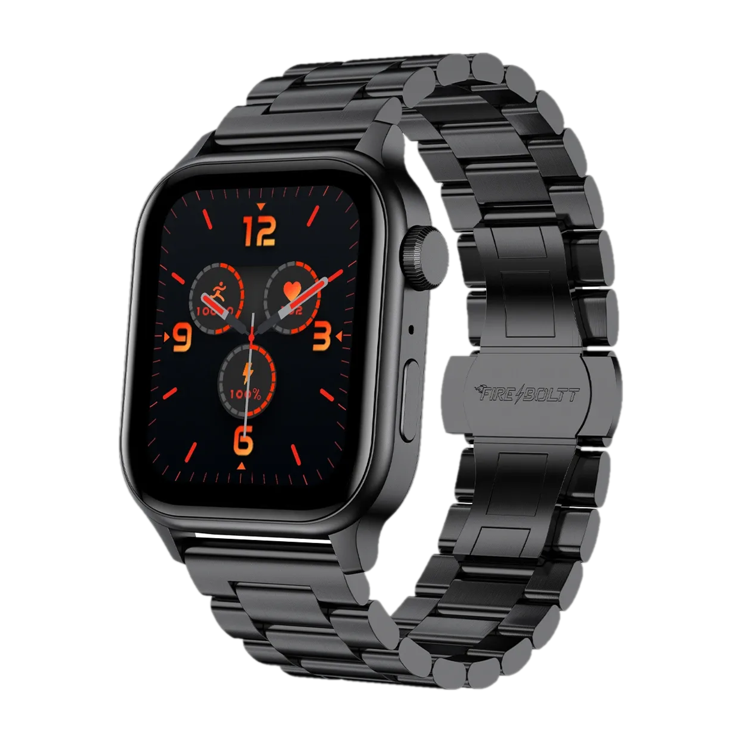 Fire-Boltt Rise Luxe 2026 Stainless Steel, 47mm (1.85) Display, Pro Games, 120+ Sports Smartwatch (Black Strap, Free Size) - Image 1