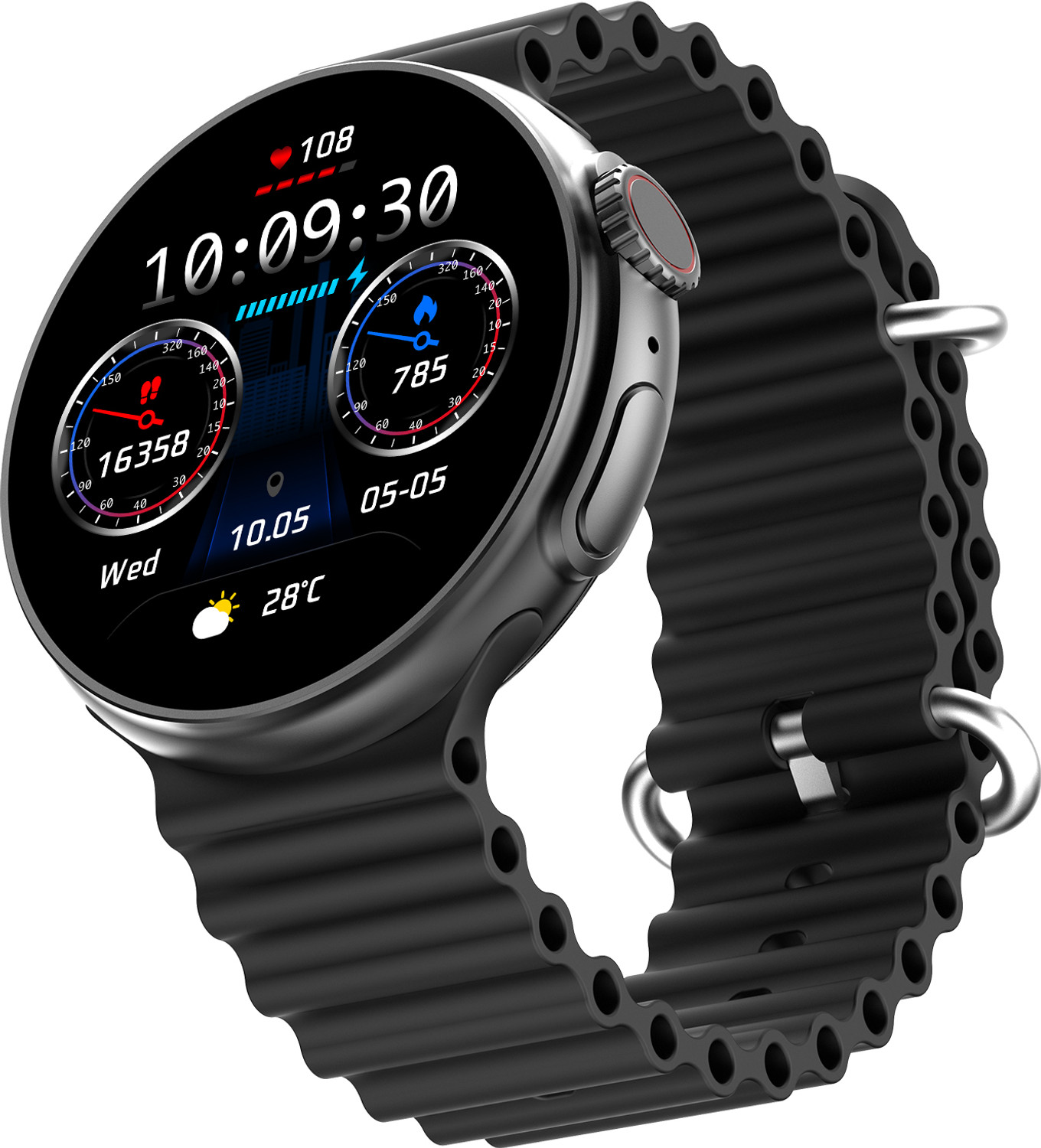 Fire-Boltt Cyclone Pro, 36.3mm (1.43) AMOLED display, 466*466 px resolution, 123 Sports Smartwatch (Black Strap, Free Size) - Image 1