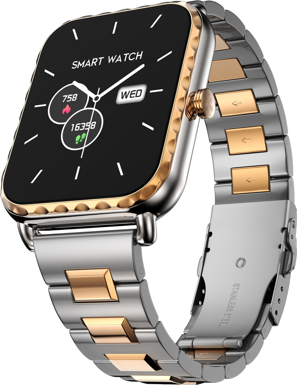 Fire-Boltt Jewel Luxury Stainless Steel, 47mm (1.85), 320*386 px & Bluetooth calling Smartwatch (Rose Gold Strap, Free Size) - Image 1