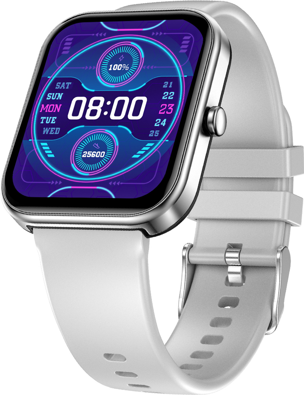 Fire-Boltt Wonder 45.7mm (1.8) Bluetooth Calling with AI Voice Assistant Smartwatch (Silver Strap, Free Size) - Image 1