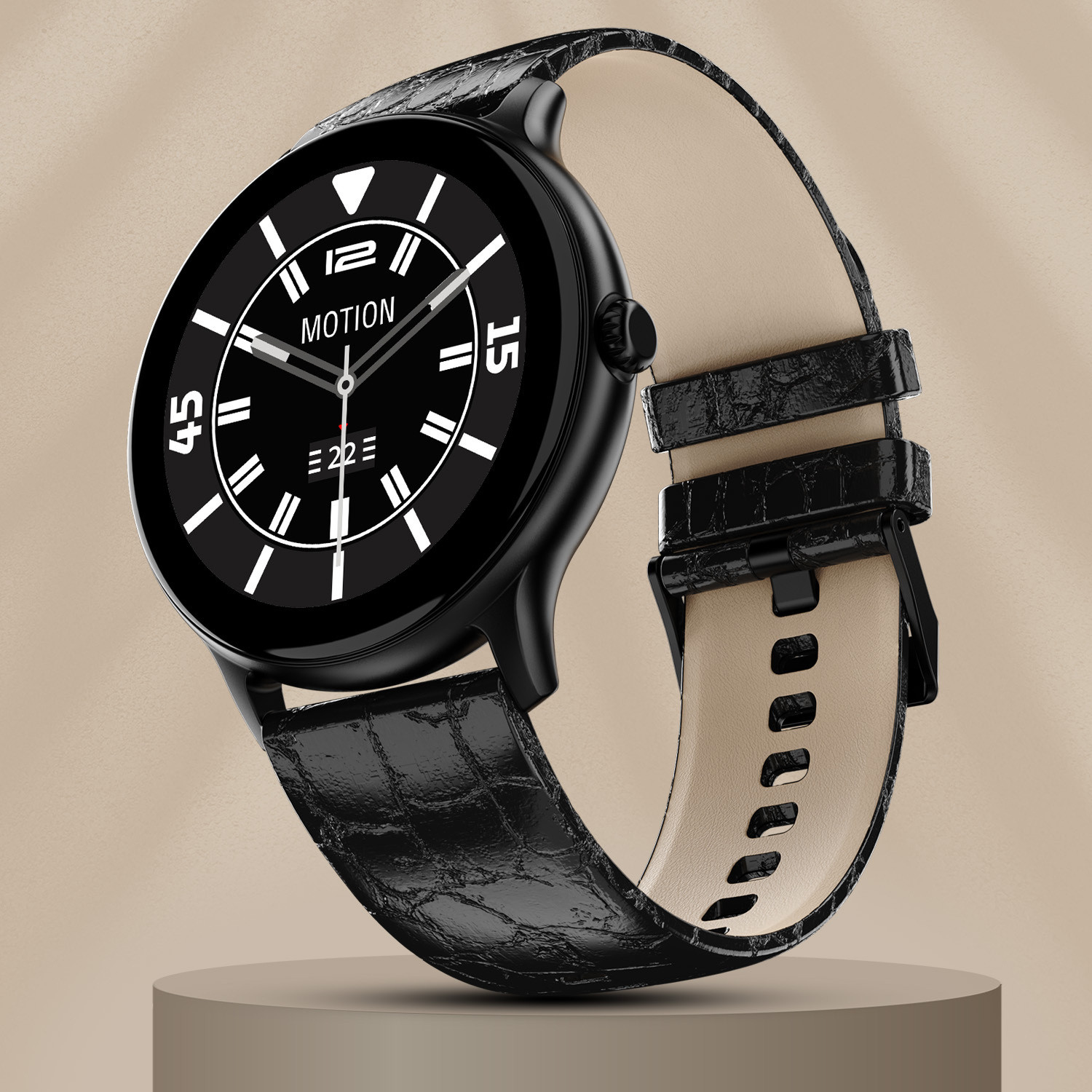 Fire-Boltt Ninja Talk 35.3mm (1.39) Round Bluetooth Calling Metal Body,120 Sports Modes Smartwatch (Black Classic Strap, Free Size) - Image 1