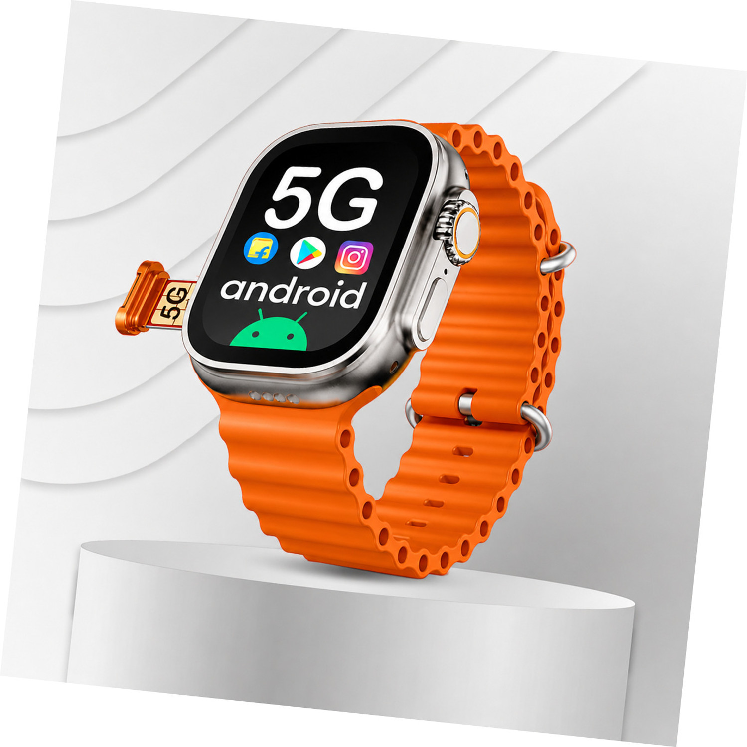 Softline Pro Android Smartwatch 5G, Terracotta Orange Strap - Image 1