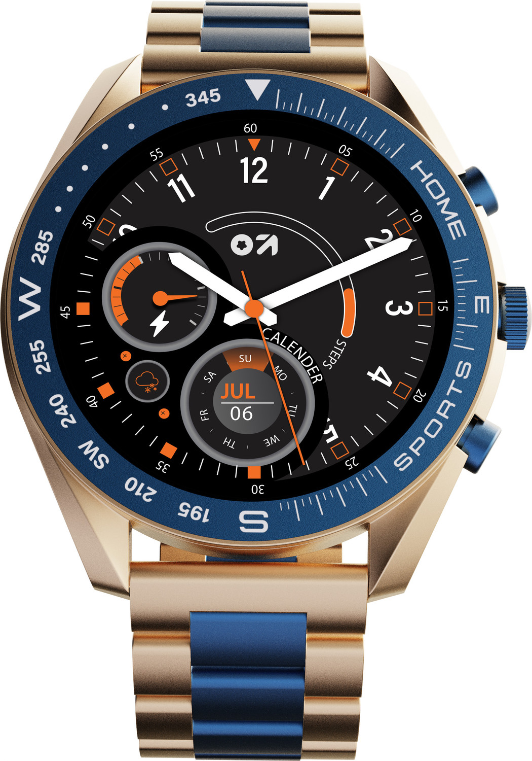 GOBOULT Mirage 1.39'' Screen, Working Crown, Zinc Alloy Frame, 500 Nits Smartwatch (Amber Blue Strap, Free Size) - Image 1