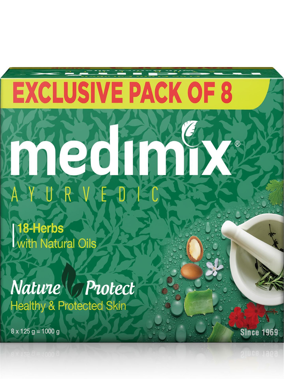Medimix Ayuvedic Classic 18 Herbs Soap, 125 g (Pack of 8) (8 x 125 g) - Image 1