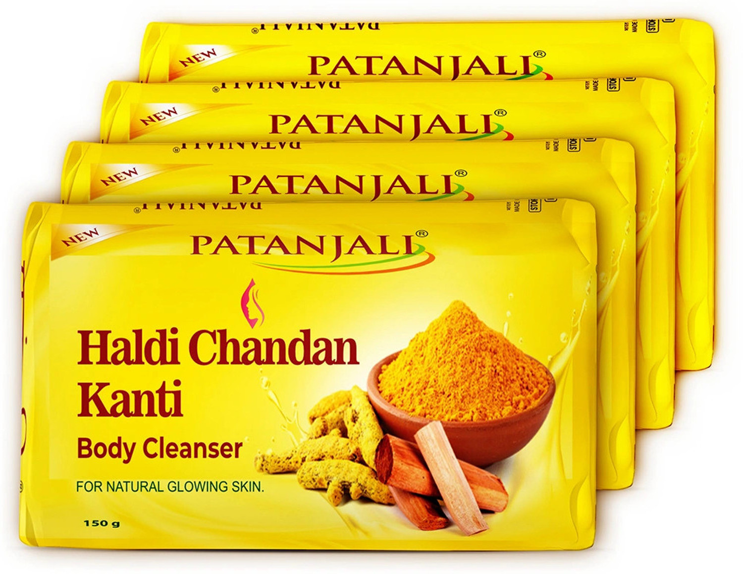 Patanjali Haldi Chandan Kanti Body Pack of 4 · 150 g (600 g total) - Image 1