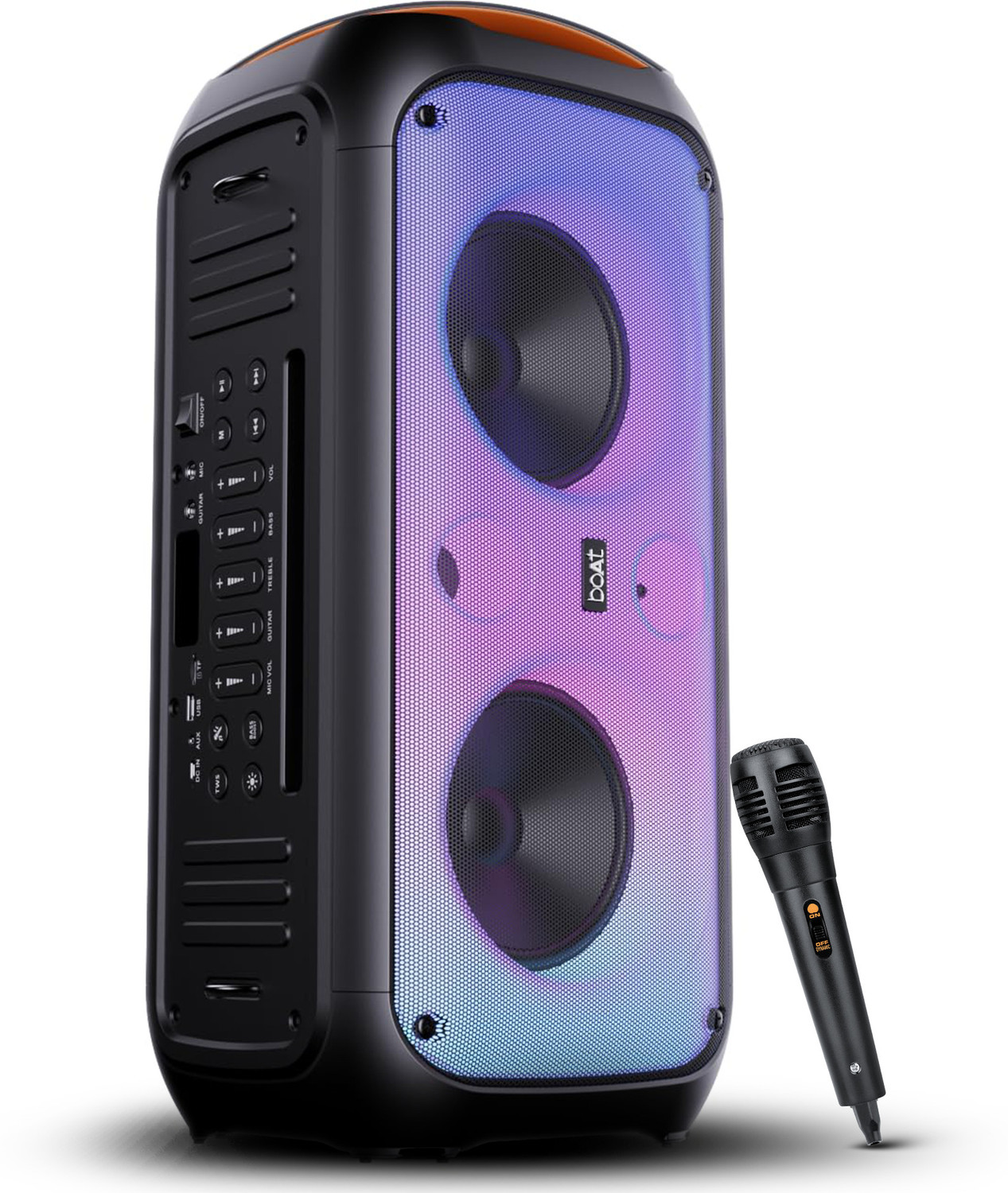 boAt 300 / 320 with Flame LEDs & Up to 6 hrs Playtime 120 W Bluetooth Party Speaker (Premium Black, Mono Channel) - Image 1