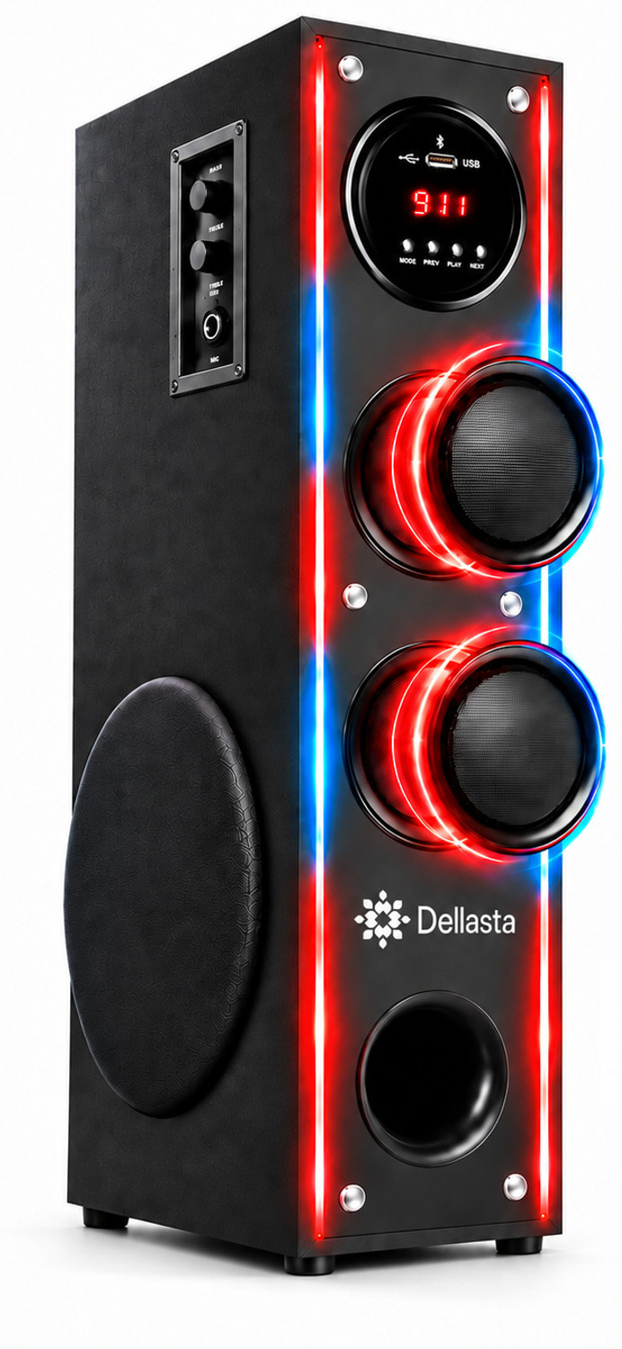 dellasta QP-5h High Bass Tower Speaker Bluetooth Speaker 120 W Bluetooth Party Speaker (Black, 2.1 Channel) - Image 1
