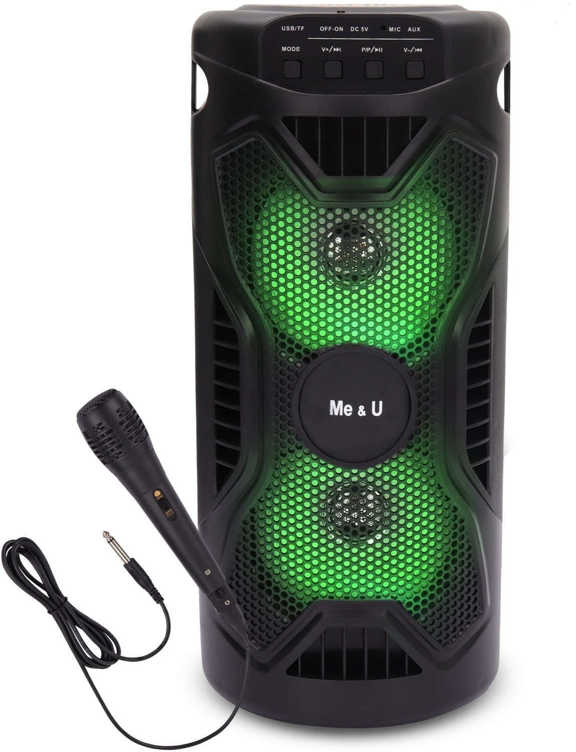 ME&U RockStar Music 12 hours play time BT TWS Mic RGB light FM USB AUX 30 W Bluetooth Party Speaker (Black, 2.0 Channel) - Image 1