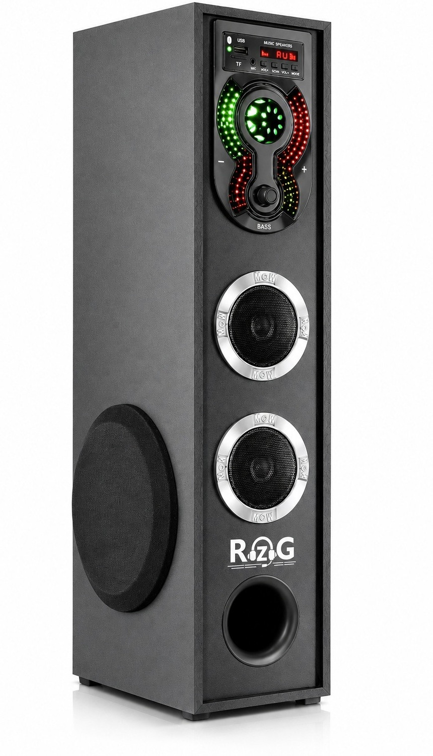 RZG P-34 DJ High Bass Tower Speaker Bluetooth Speaker 120 W Bluetooth Party Speaker (Black, 2.1 Channel) - Image 1