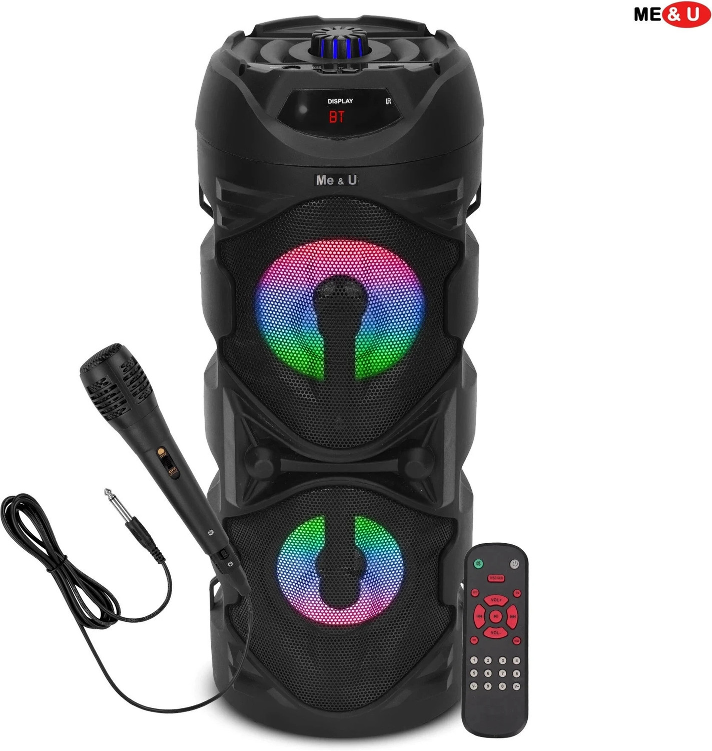 ME&U Storm PartyBox with 10hours play time TWS BT FM AUX RGB Light karaoke mic 40 W Bluetooth Party Speaker (Black, 2.0 Channel) - Image 1