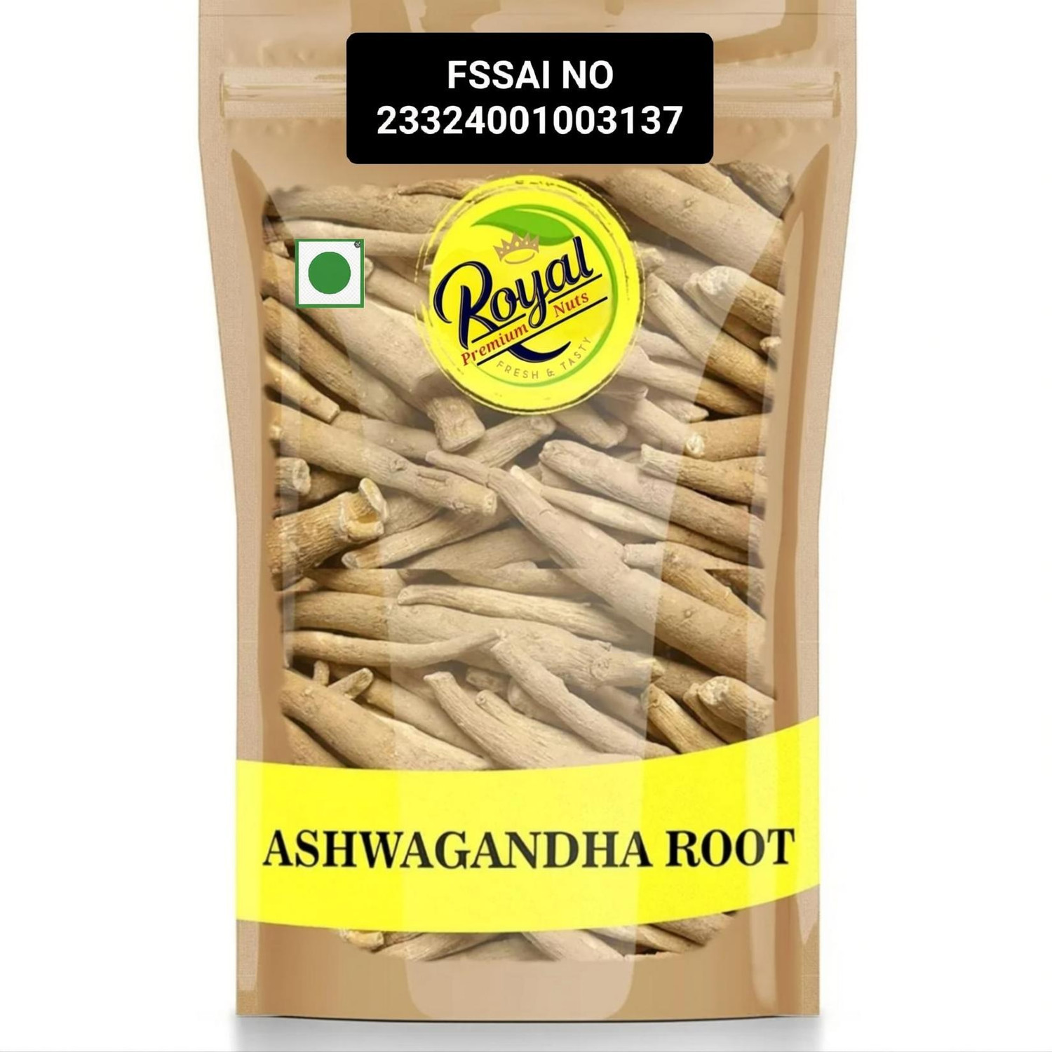Royal Premium Ashwagandha Roots ASHVAGANDHA JADD ASGANDH NAGORI WITHANIA SOMNIFERA (100 g) - Image 1
