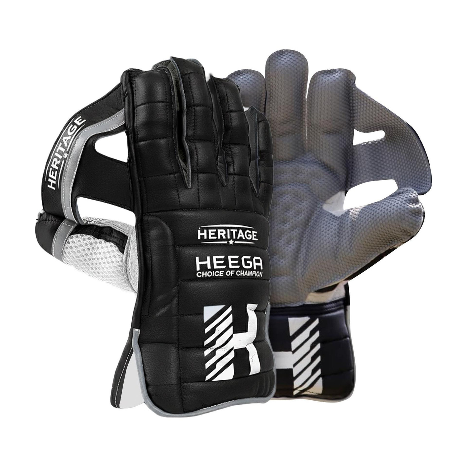 Heega Heritage Black Wicket Keeping Gloves (Black) - Image 1