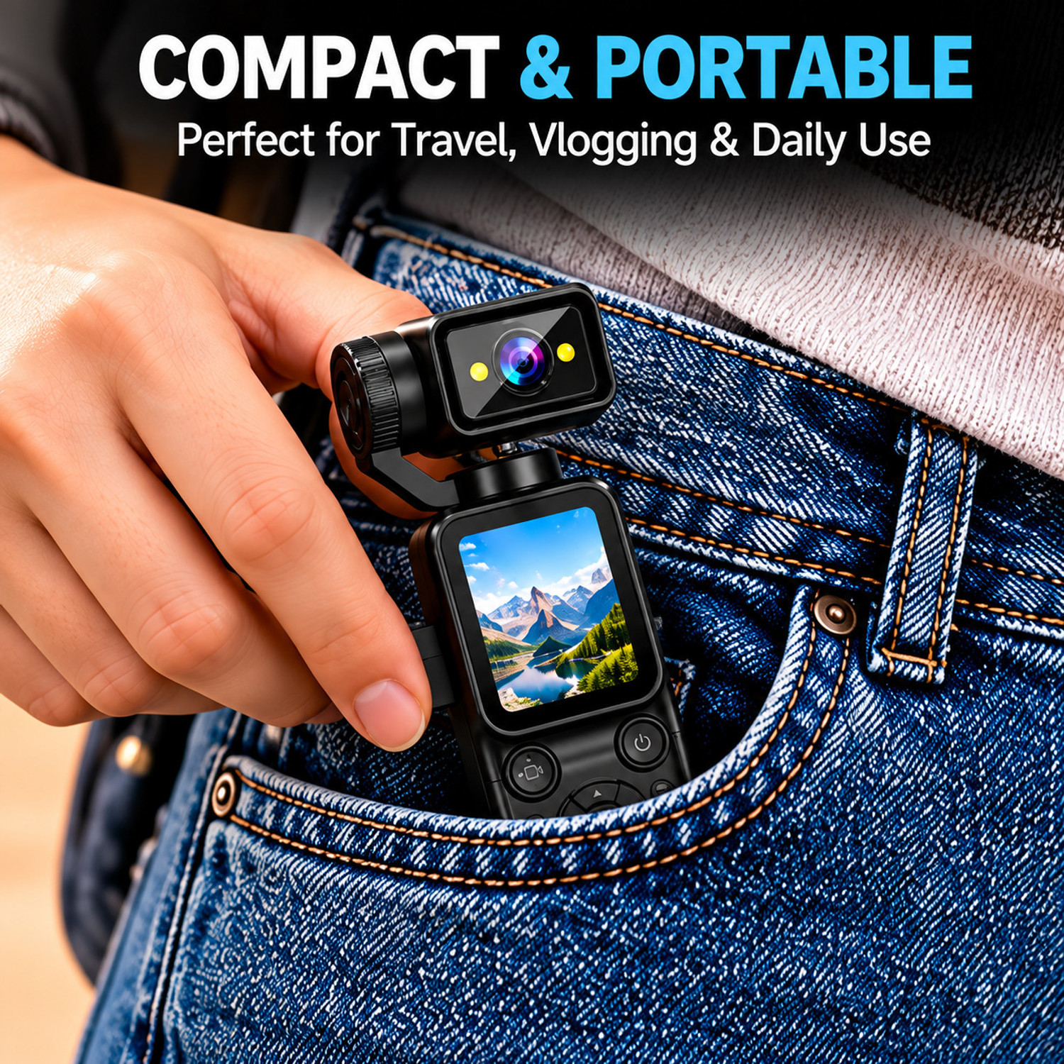Movy Pocket Camera 4K Vlogging Camera with Rotating Lens - Image 1