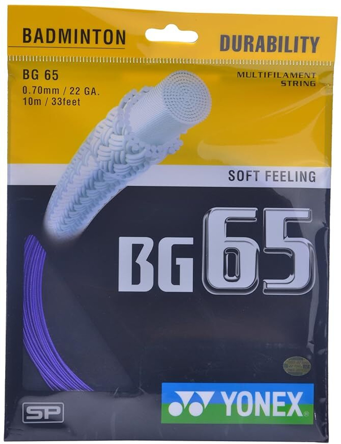 YONEX BG 65 Badminton Strings (Violet, 0.70mm) 0.7 Badminton String - 10 m (Multicolor) - Image 1