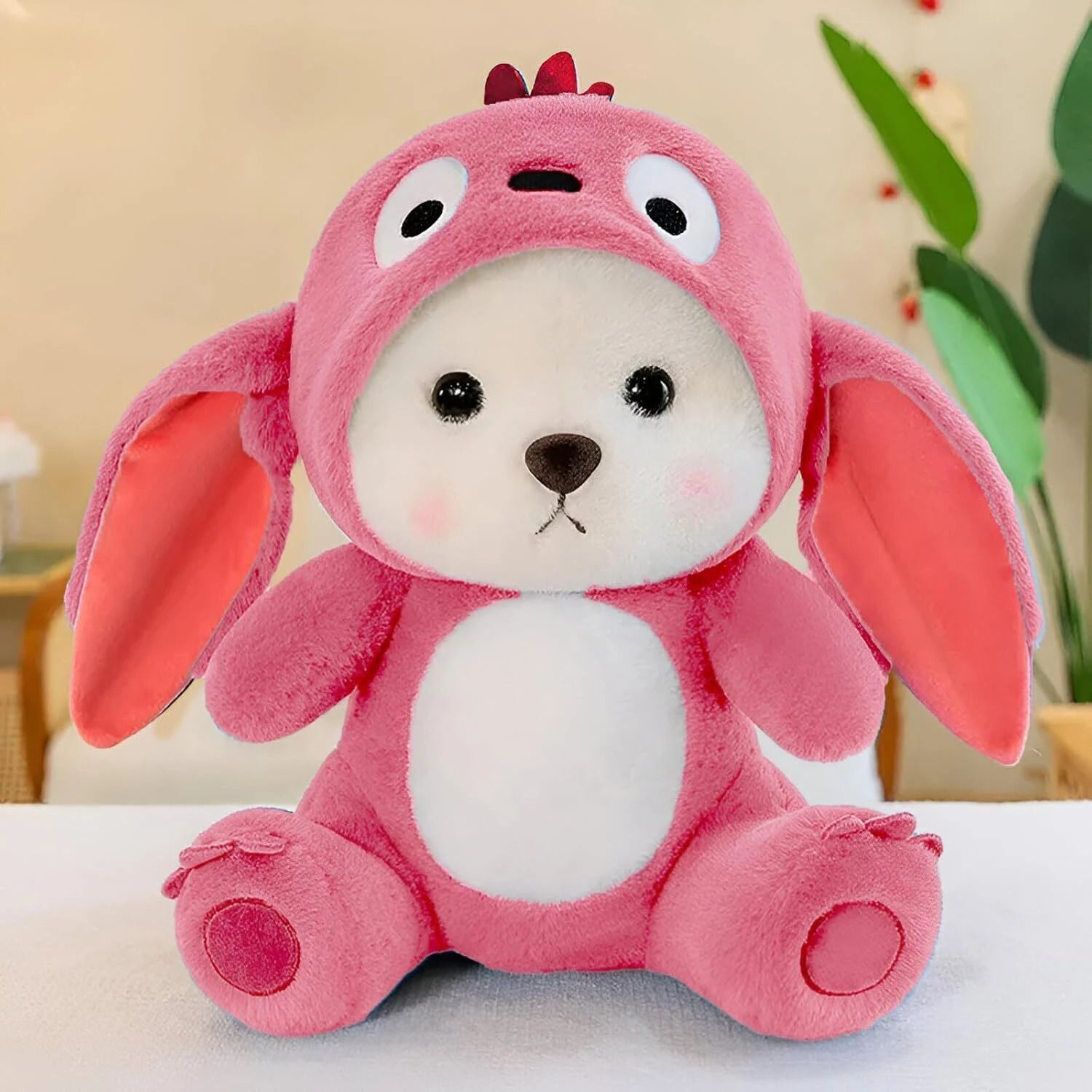 stuff tree Hoodie Teddy Bear Plush Toy Soft For girls and Boys Special gift - 28 cm (Pink) - Image 1