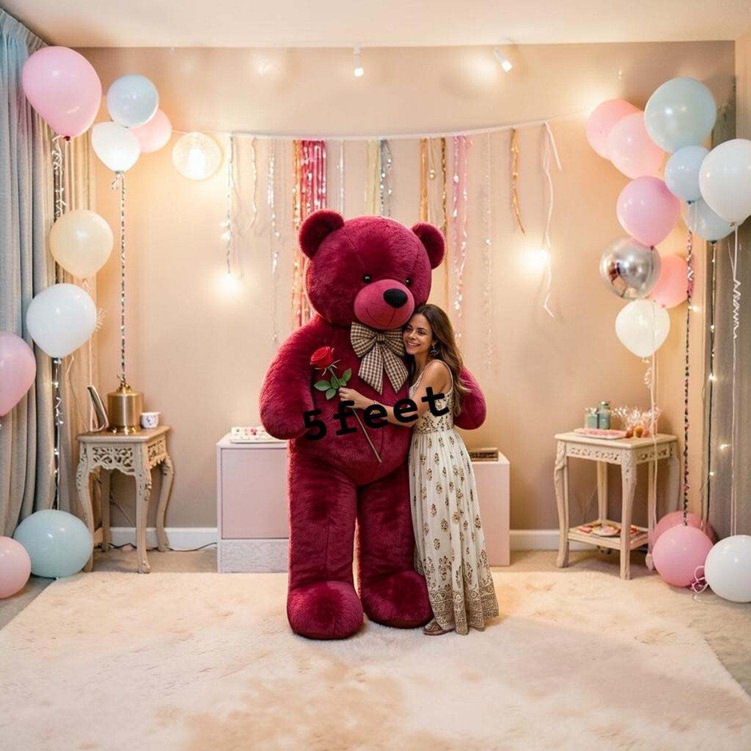 Krishna Creation 5 Feet Red Teddy Bear Gift - Image 1