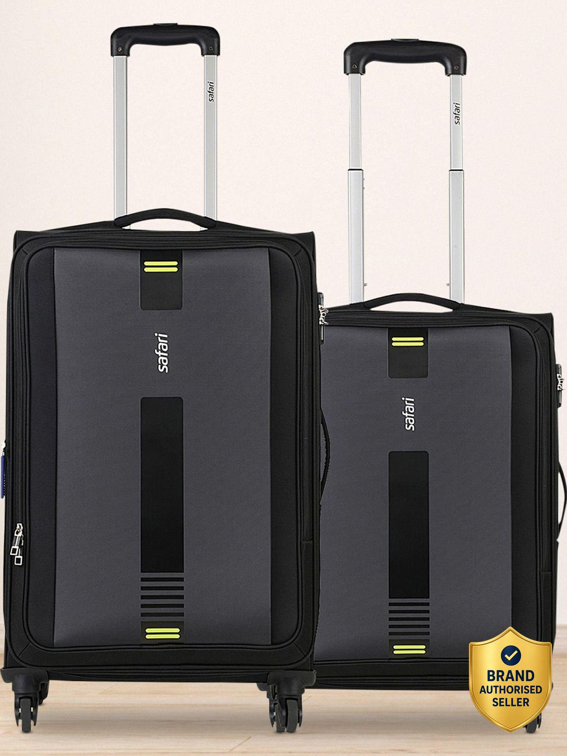 SAFARI Soft Body Set of 2 Luggage 4 Wheels - GAMMA Set of 2 (Small 55cm | Medium 65cm) 4W - Black - Image 1