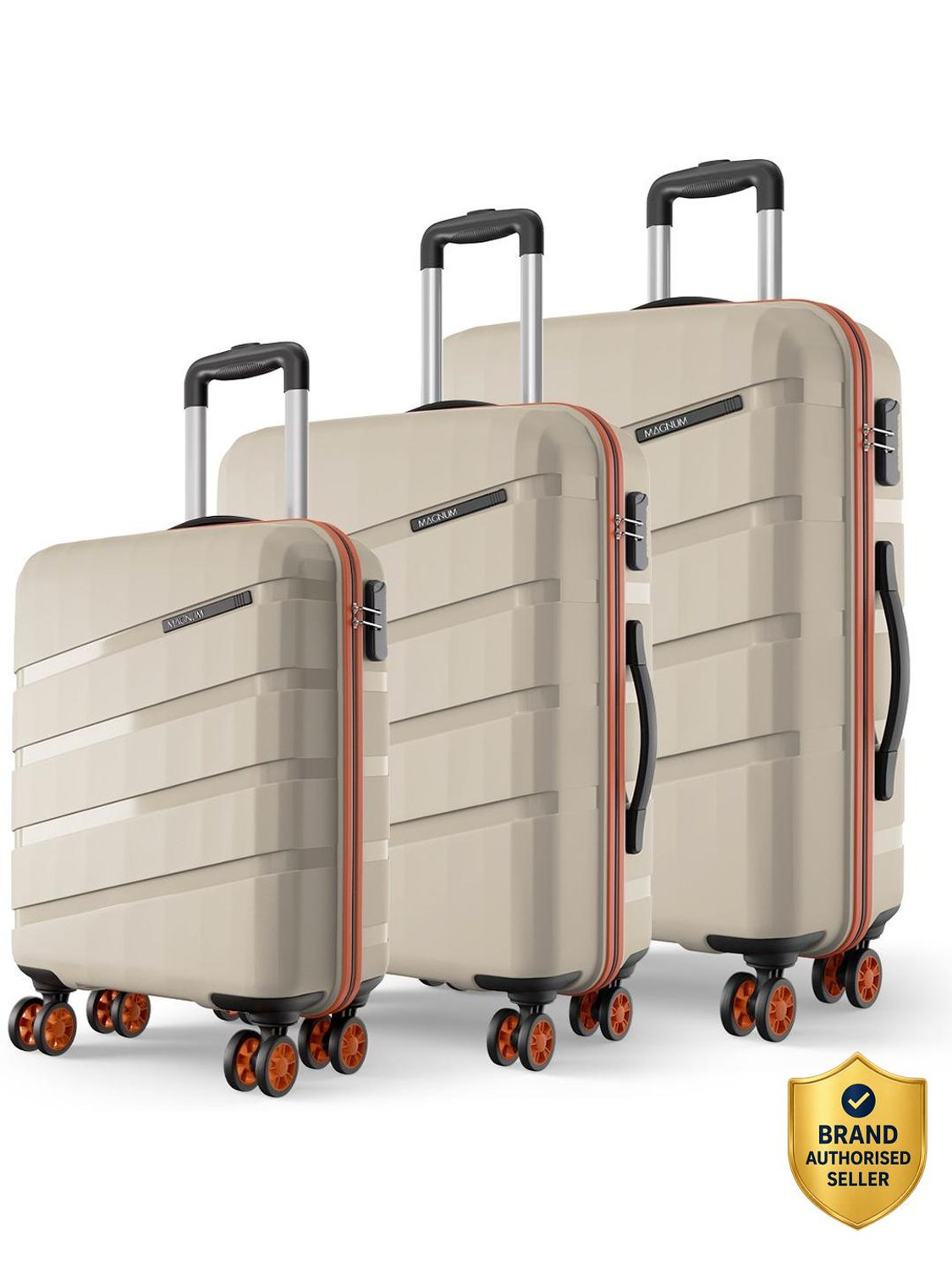 Magnum by Safari Evolix 3-Piece Luggage Set 55/66/75cm Beige - Image 1
