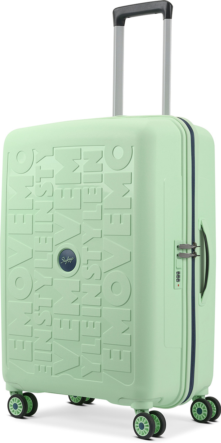 SKYBAGS Medium Check-in Suitcase (67 cm) 8 Wheels - Play Hard Side Trolley Bag, Polypropylene Travel Luggage with Combination Lock - Green - Image 1