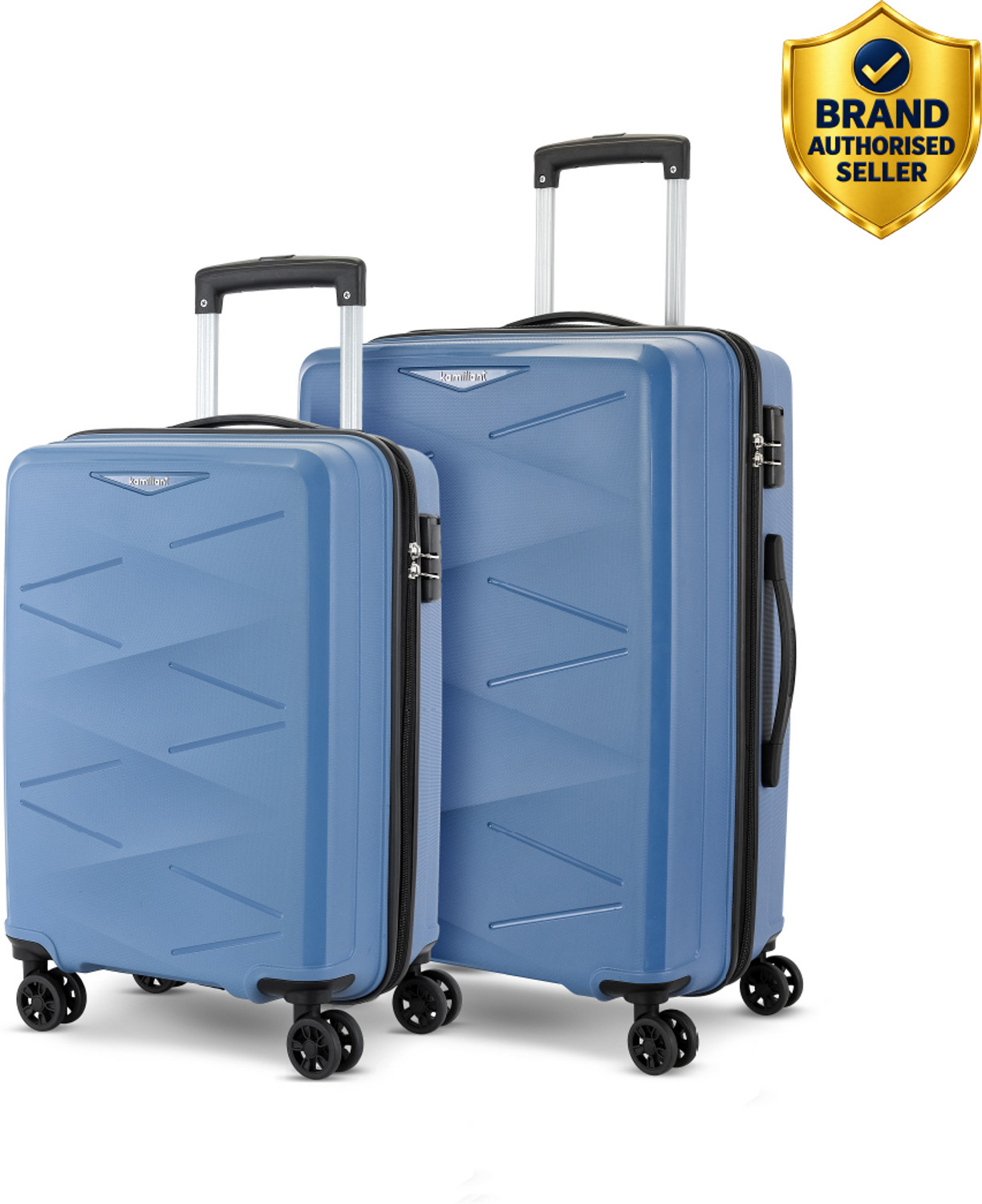 Kamiliant by American Tourister Hard Body Set of 2 Luggage 4 Wheels - (Small 55 Cm | Medium 68 Cm)Combination Lock - Triprism Edge - Blue, Black - Image 1