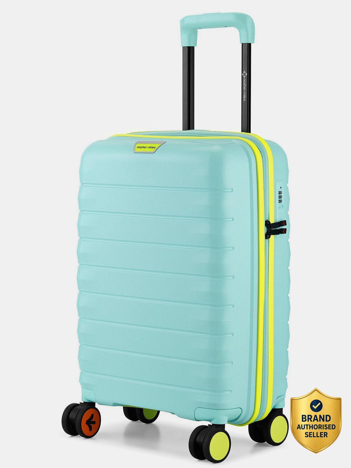 NASHER MILES Small Cabin Suitcase (55 cm) 8 Wheels - Salzburg Hard-Sided Polypropylene Cabin Luggage 20inch Trolley Bag for Travel - Blue, Yellow - Image 1