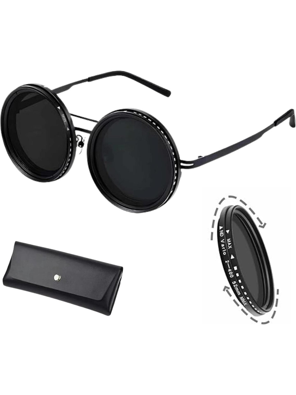 4MADS FASHION Polarized Round Sunglasses (28) (For Men & Women, Black) - Image 1