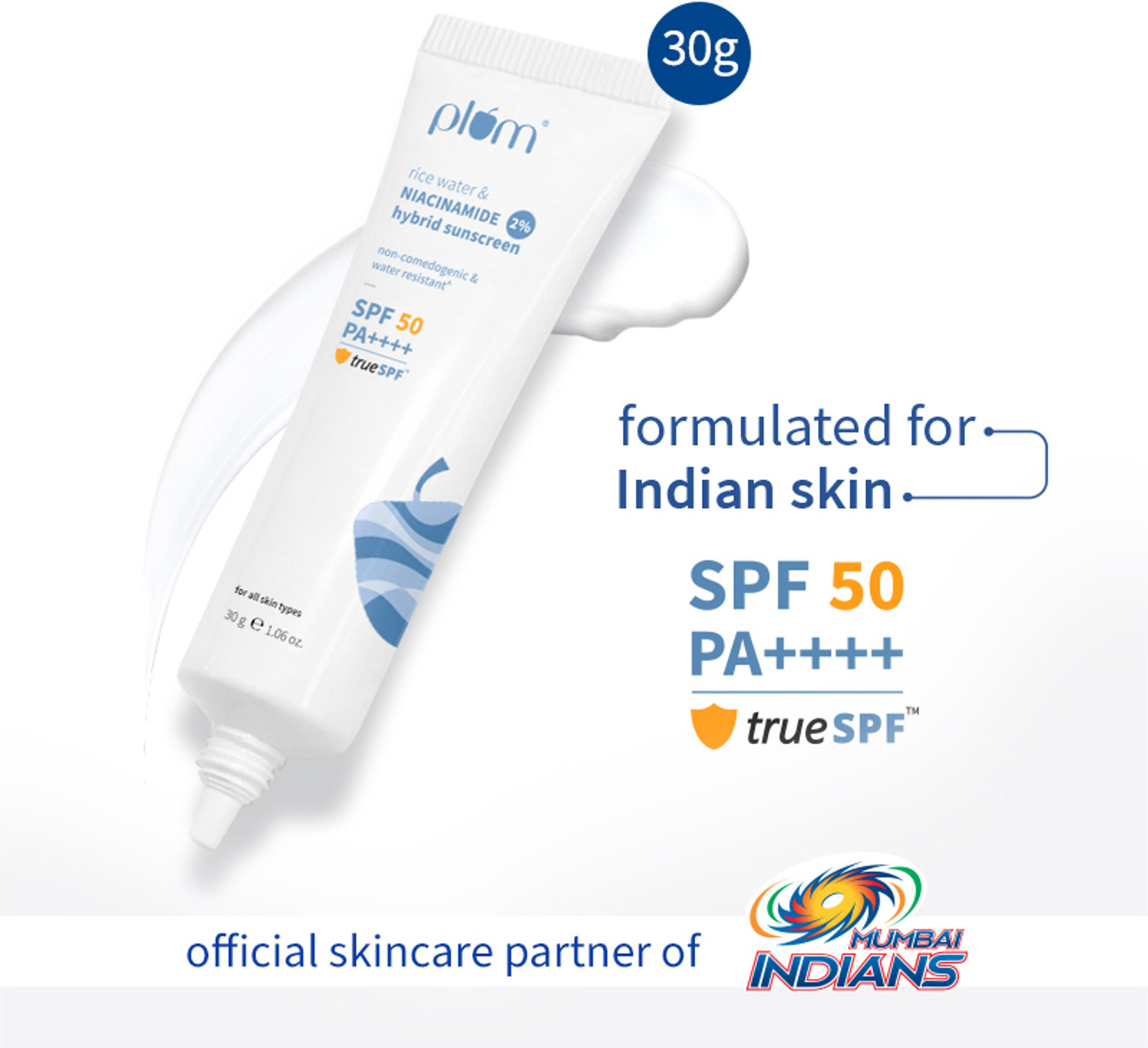 Plum Sunscreen - SPF 50 PA++++ 2% Niacinamide & Rice Water sunscreen In-vivo & in-vitro tested (30 g) - Image 1