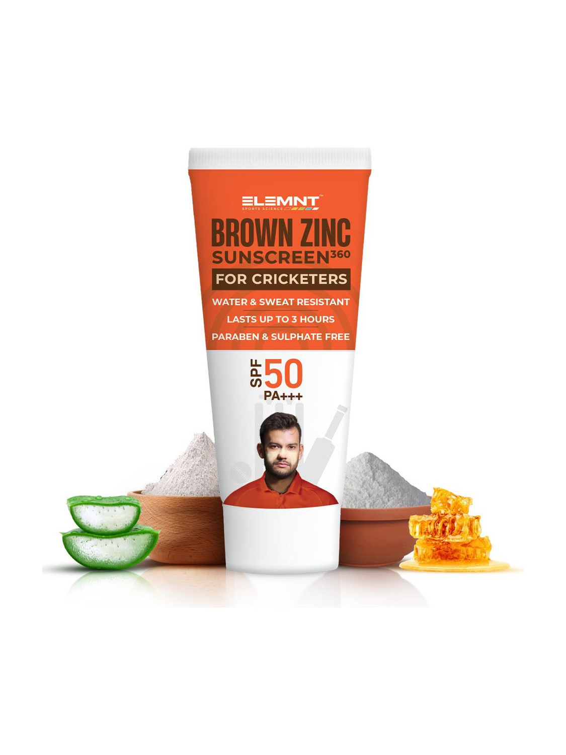 Elemnt Sports Science Sunscreen - SPF 50 PA+++ Brown Zinc Sunscreen 360 - Zinc Oxide Sunscreen (50 g) - Image 1
