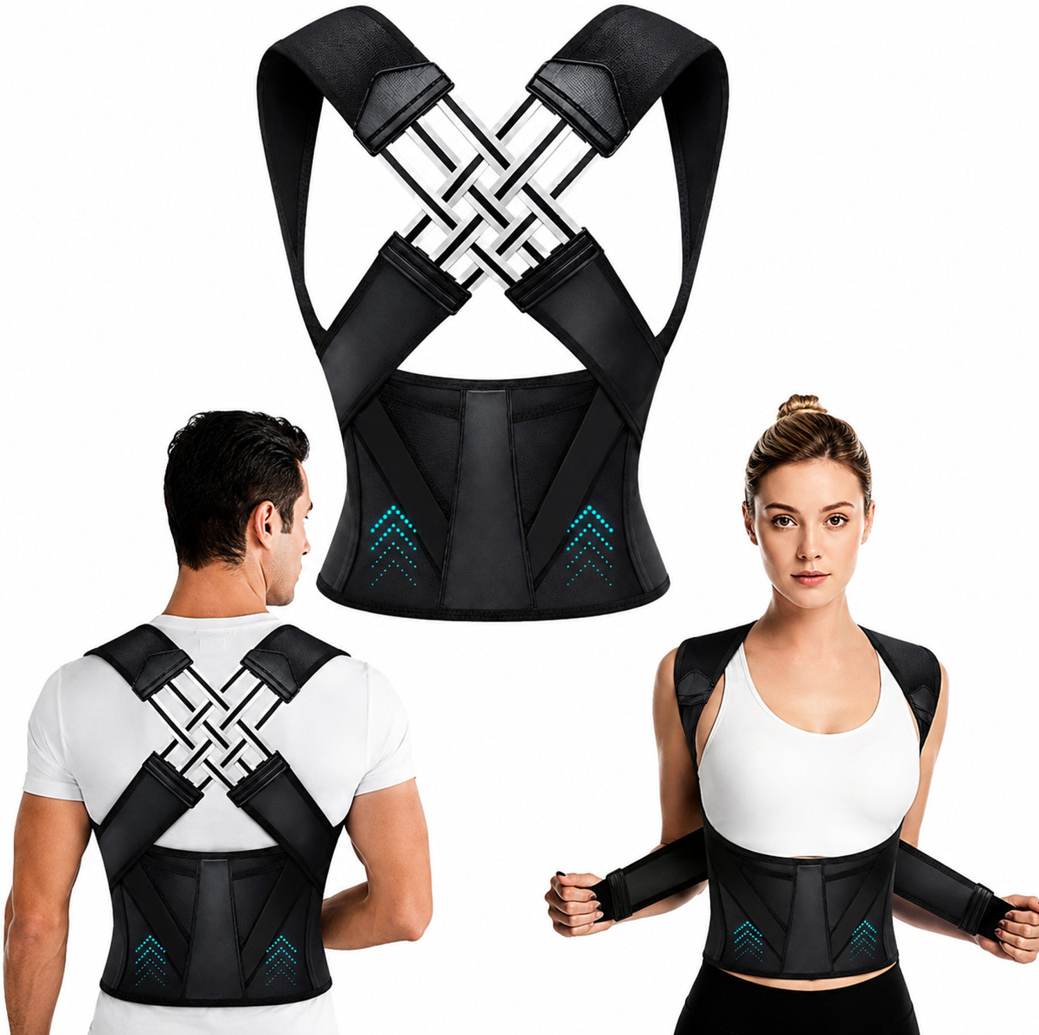 RadheKunj Fitness P-17 Posture Corrector (Black) - Image 1