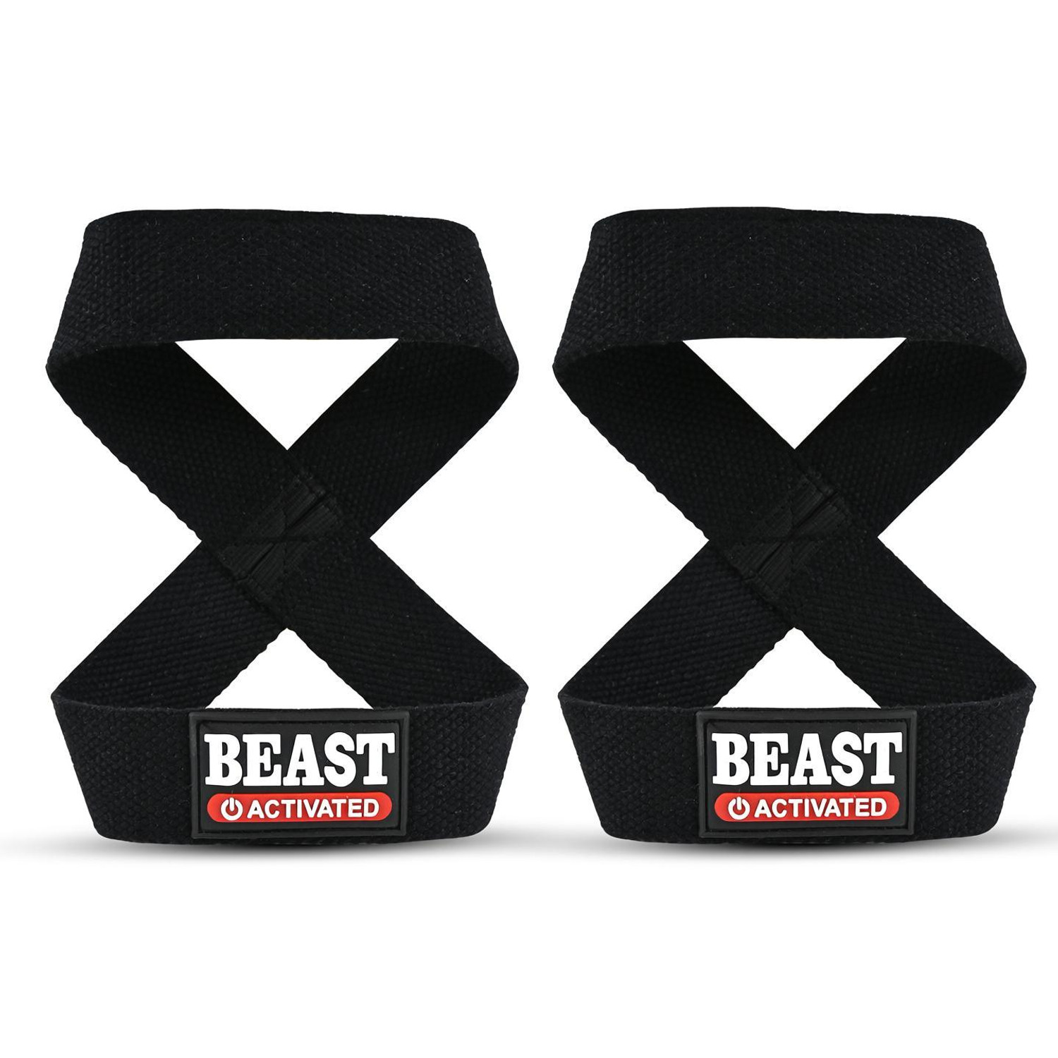 EasyHealth Figure 8 Lifting Straps, Cotton, Black - Image 1
