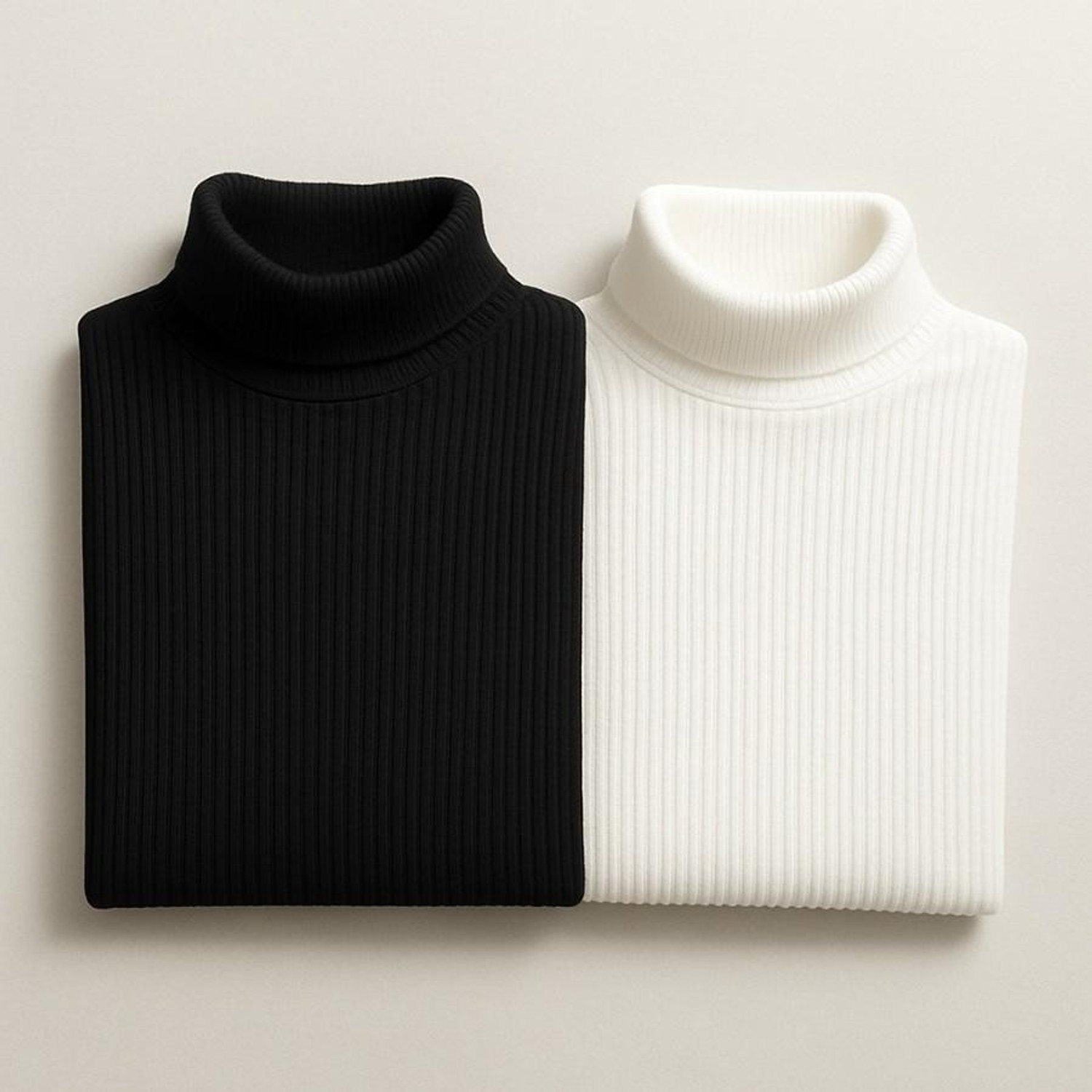 LAWAIZAGARMENTS Men Striped High Neck Black, White Sweater - Image 1