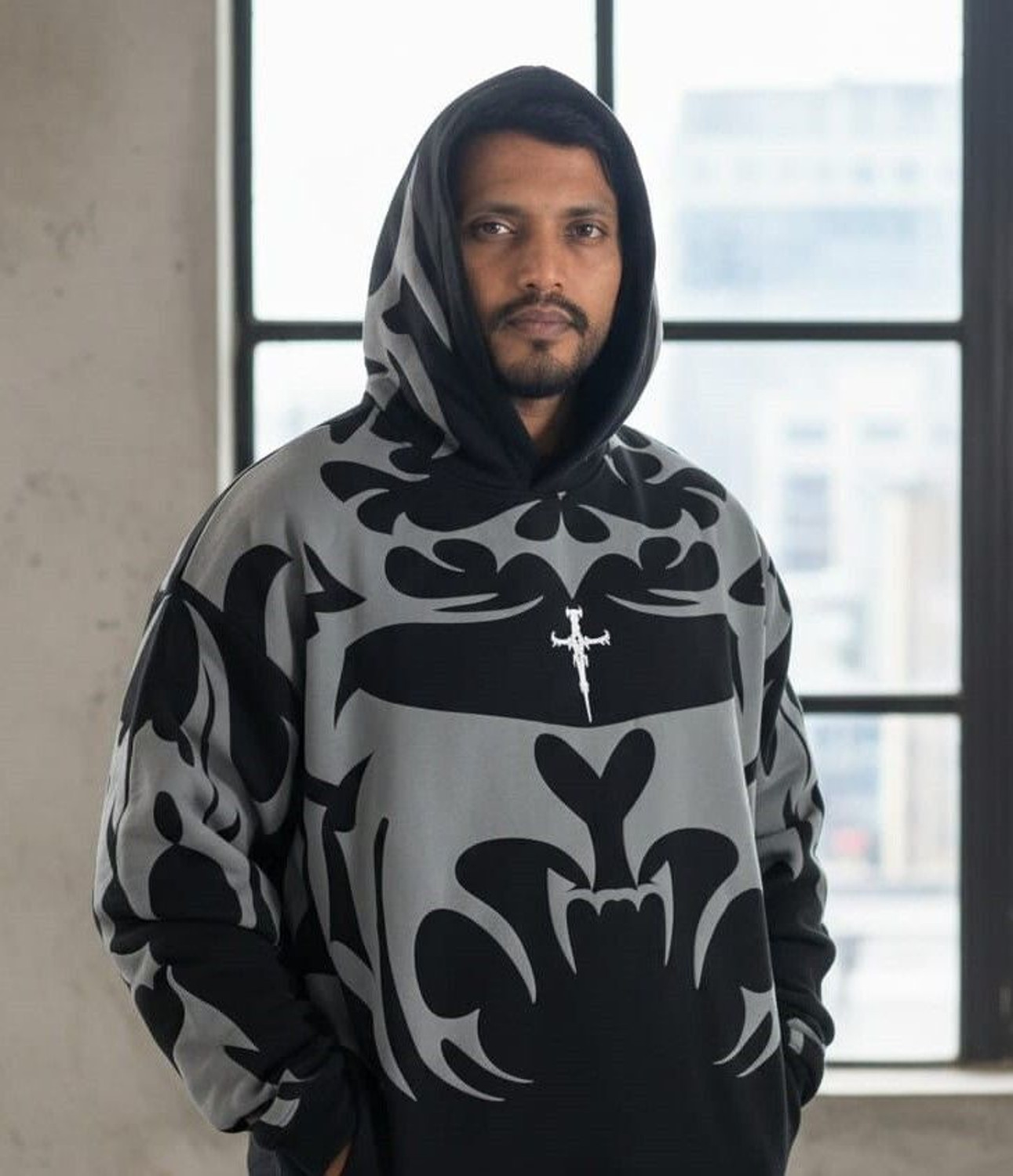 project elios Men Full Sleeve Printed Hooded Sweatshirt - Image 1