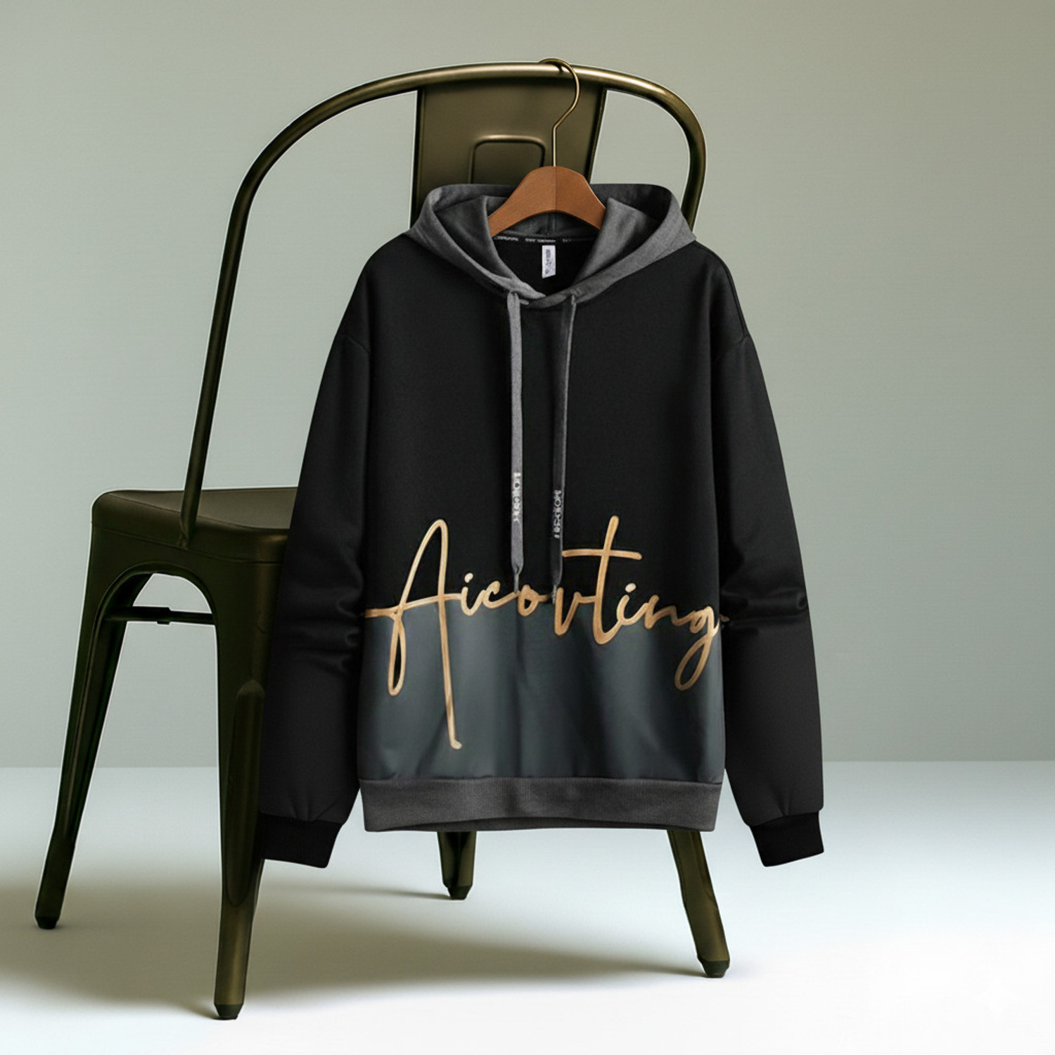 Try This Men Full Sleeve Color Block Hooded Sweatshirt - Image 1