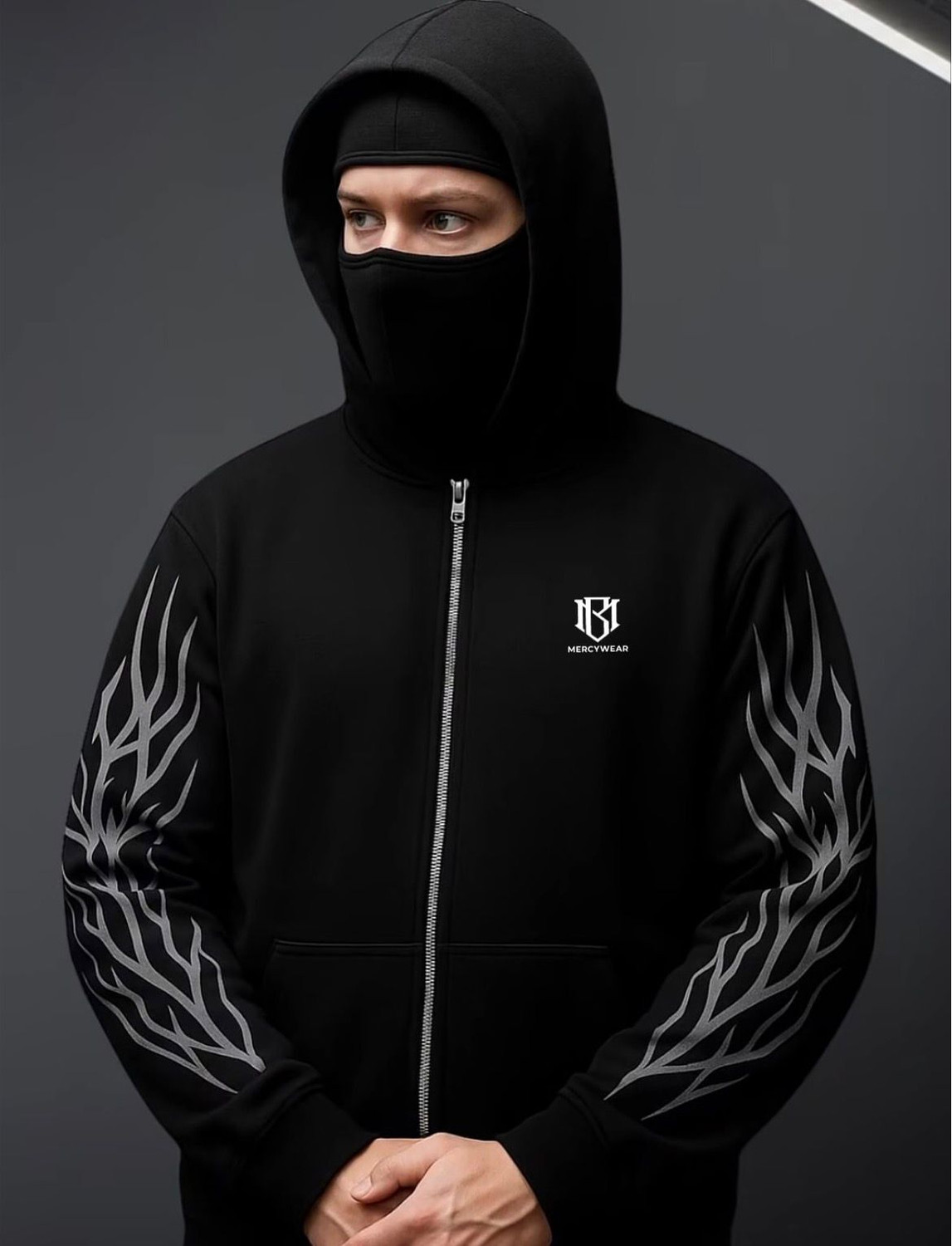 mercywear Men Full Sleeve Printed, Graphic Print Hooded Sweatshirt - Image 1