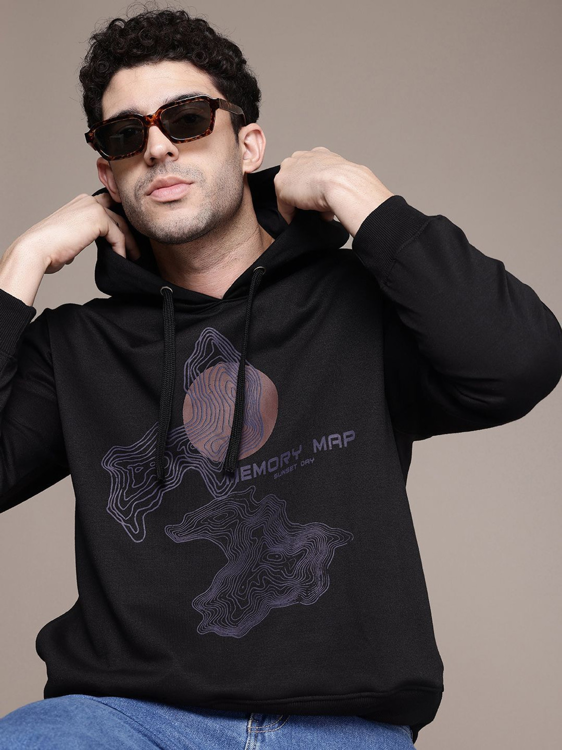 Roadster Men Full Sleeve Printed Hooded Sweatshirt - Image 1