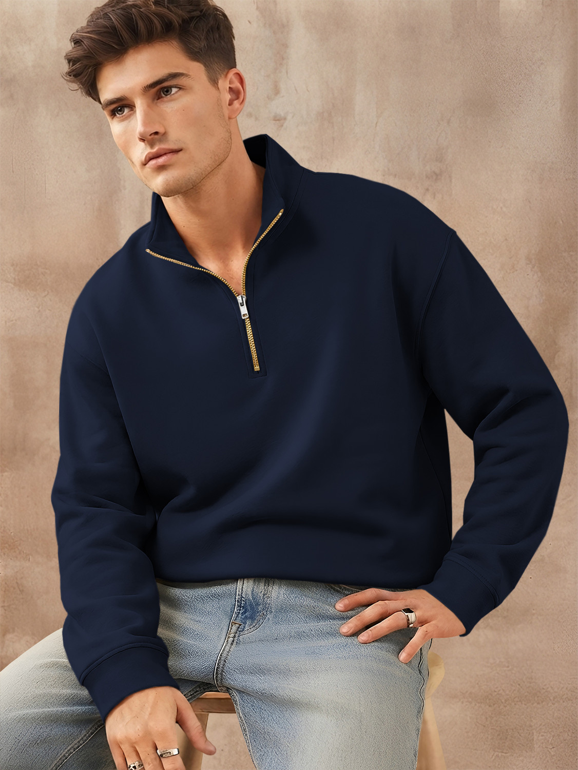 SPECTATOR Men Full Sleeve Solid Sweatshirt - Image 1