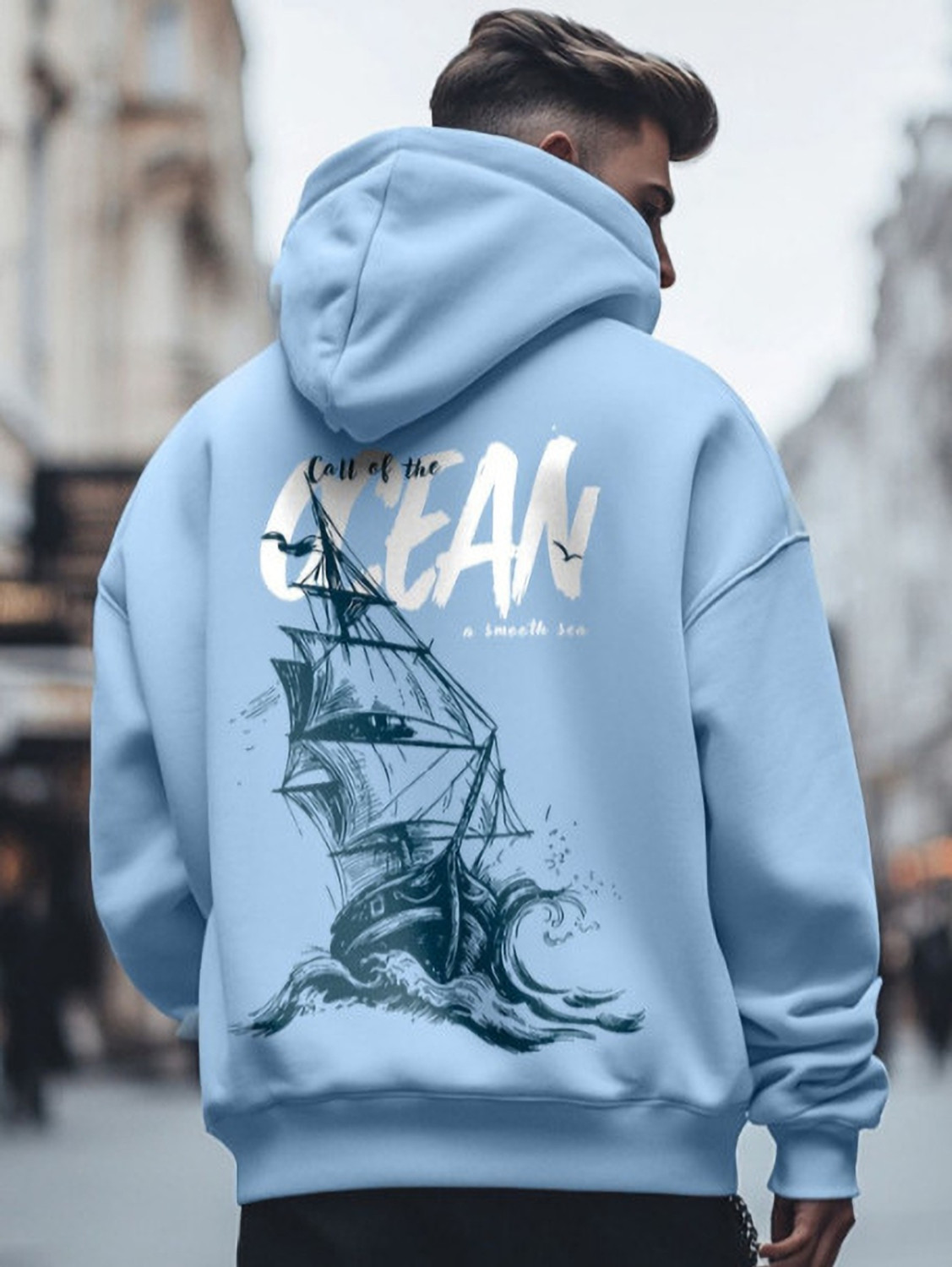 HouseOfCommon Men Full Sleeve Printed Hooded Sweatshirt - Image 1
