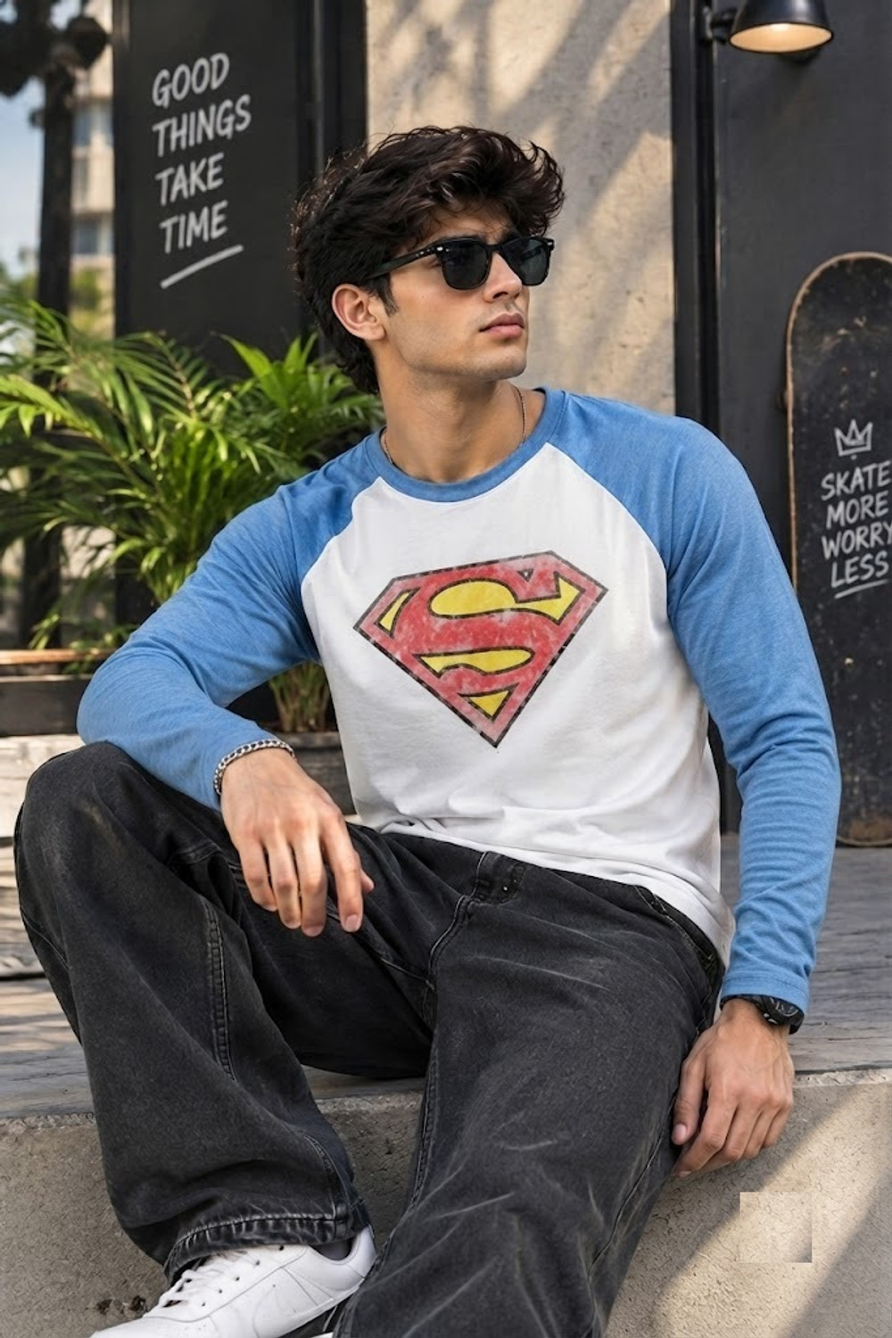 Bartus Men Printed Round Neck Cotton Blend Blue T-Shirt - Image 1