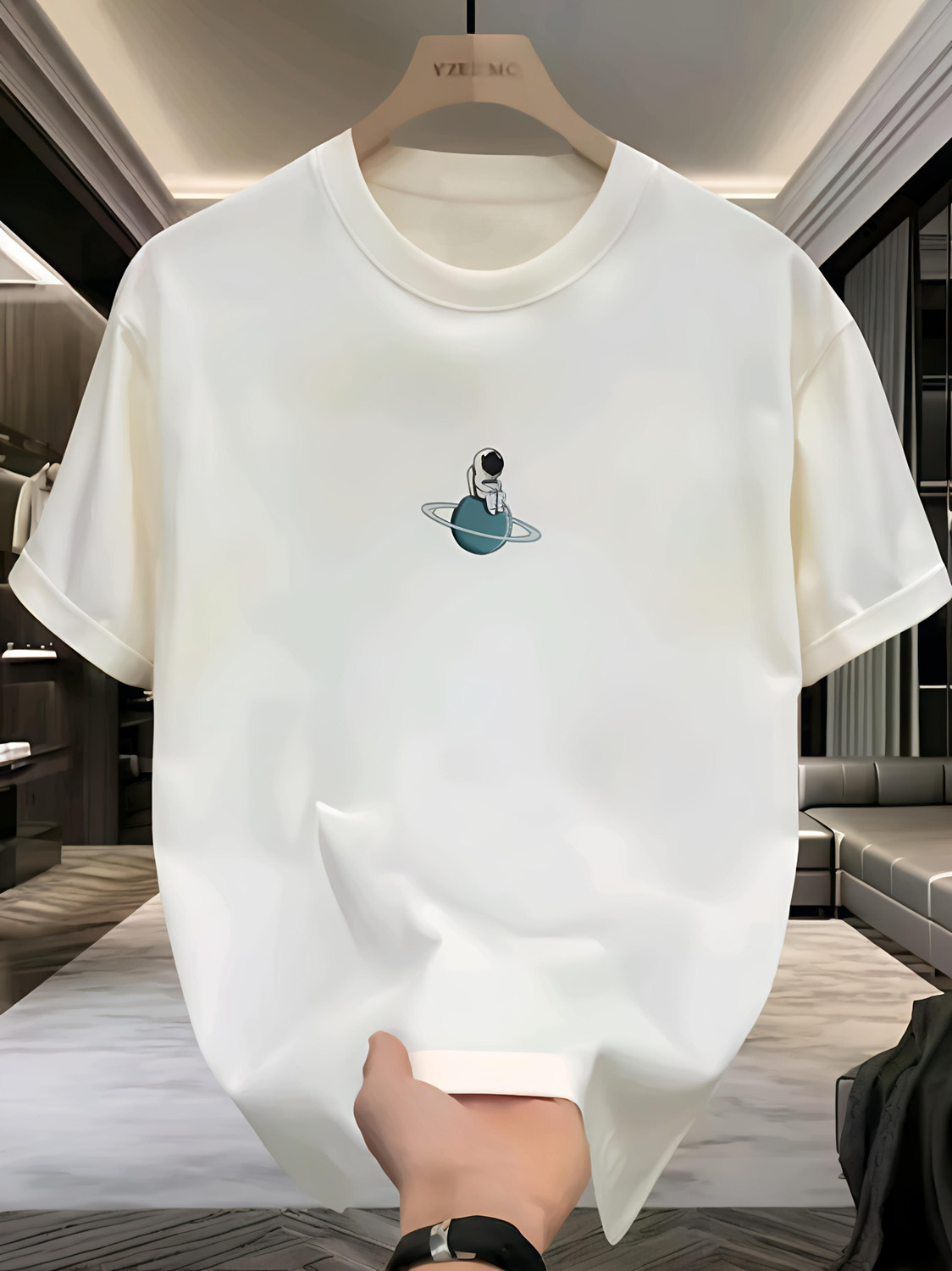 Fab Fashion Studio Men Graphic Print Round Neck Cotton Blend White T-Shirt - Image 1