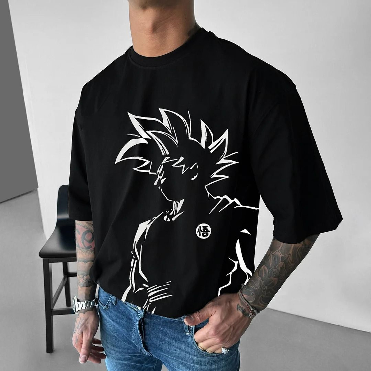 vikodhaya Men Graphic Print Round Neck Pure Cotton Black T-Shirt - Image 1