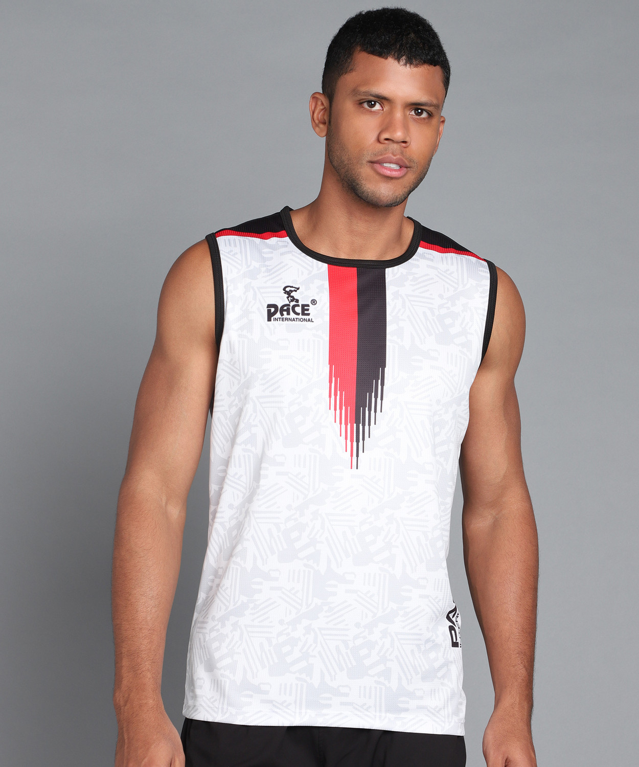Pace International Men Printed Round Neck Polyester White, Red T-Shirt - Image 1