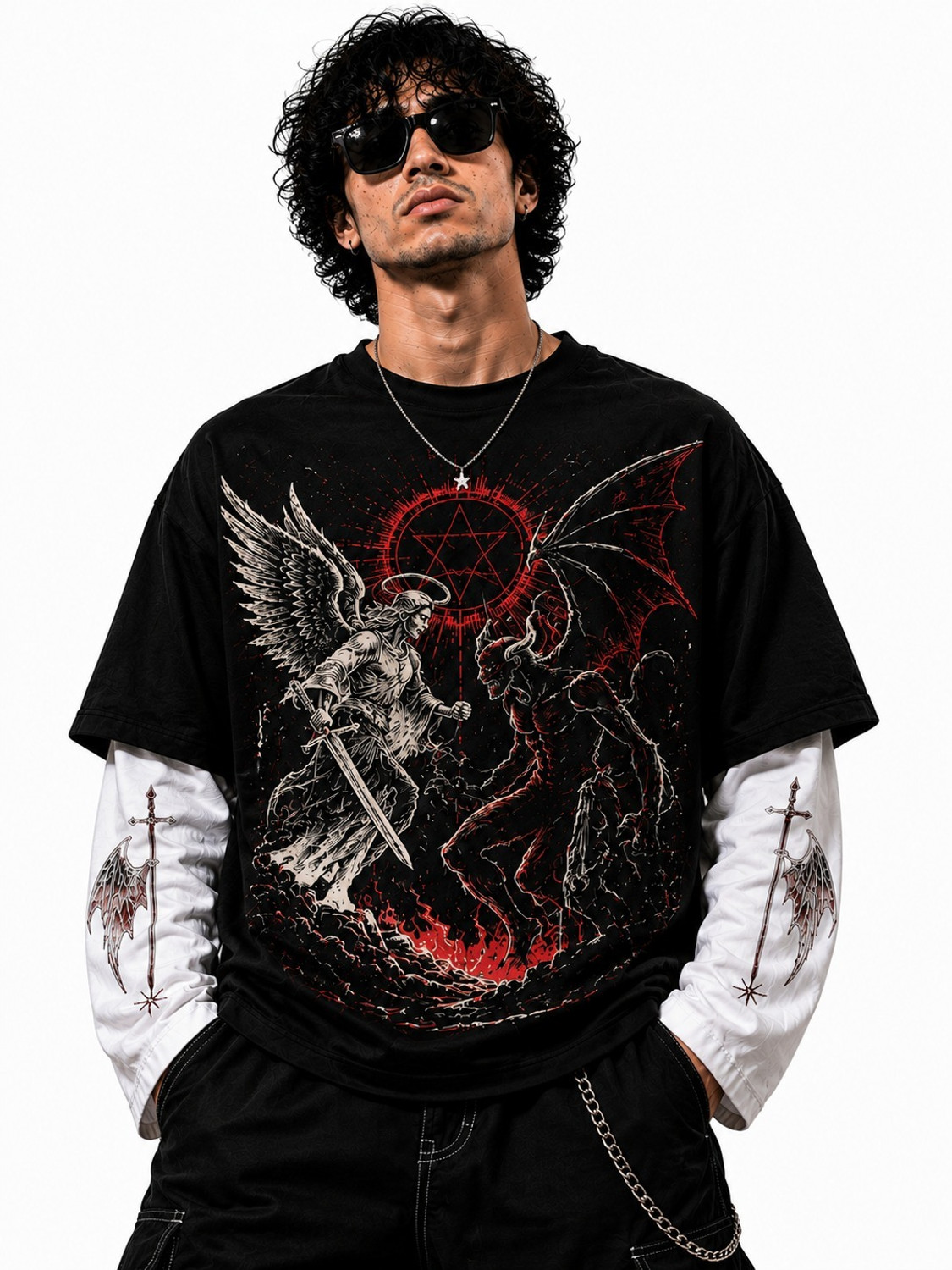 Larren Devis Men's Black Graphic Print Cotton Blend T-Shirt - Image 1