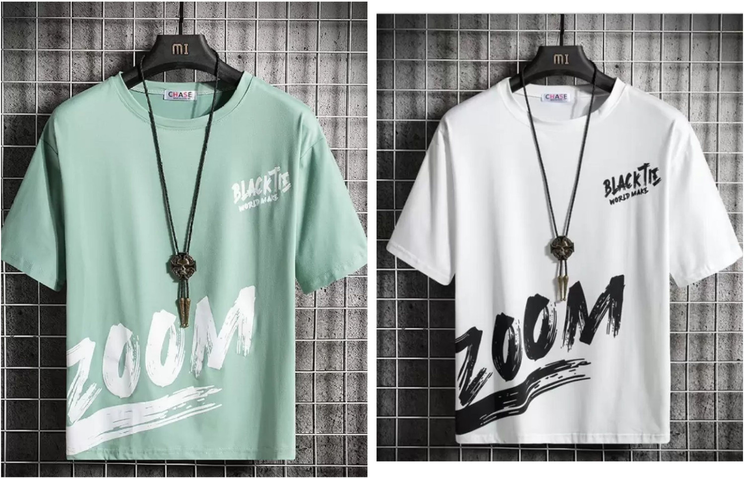 Gulika Men Tribal Print Round Neck Polyester White, Light Green T-Shirt - Image 1