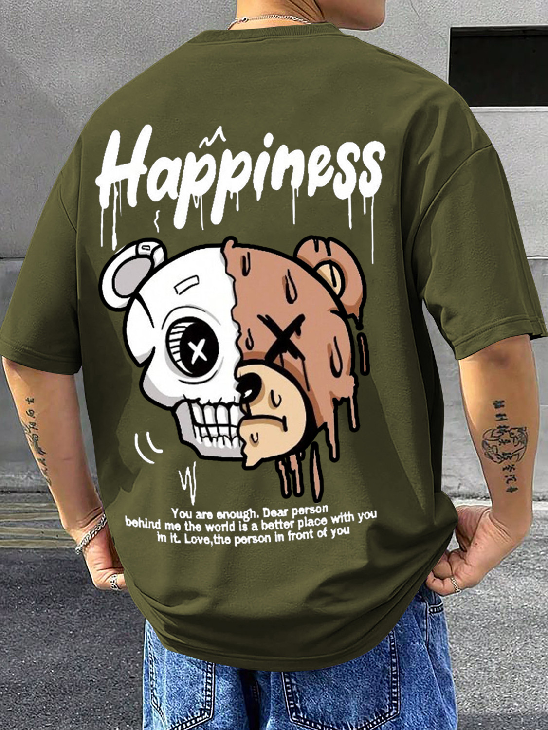 Mania Fashion Men Graphic Print, Typography Round Neck Cotton Blend Green T-Shirt - Image 1