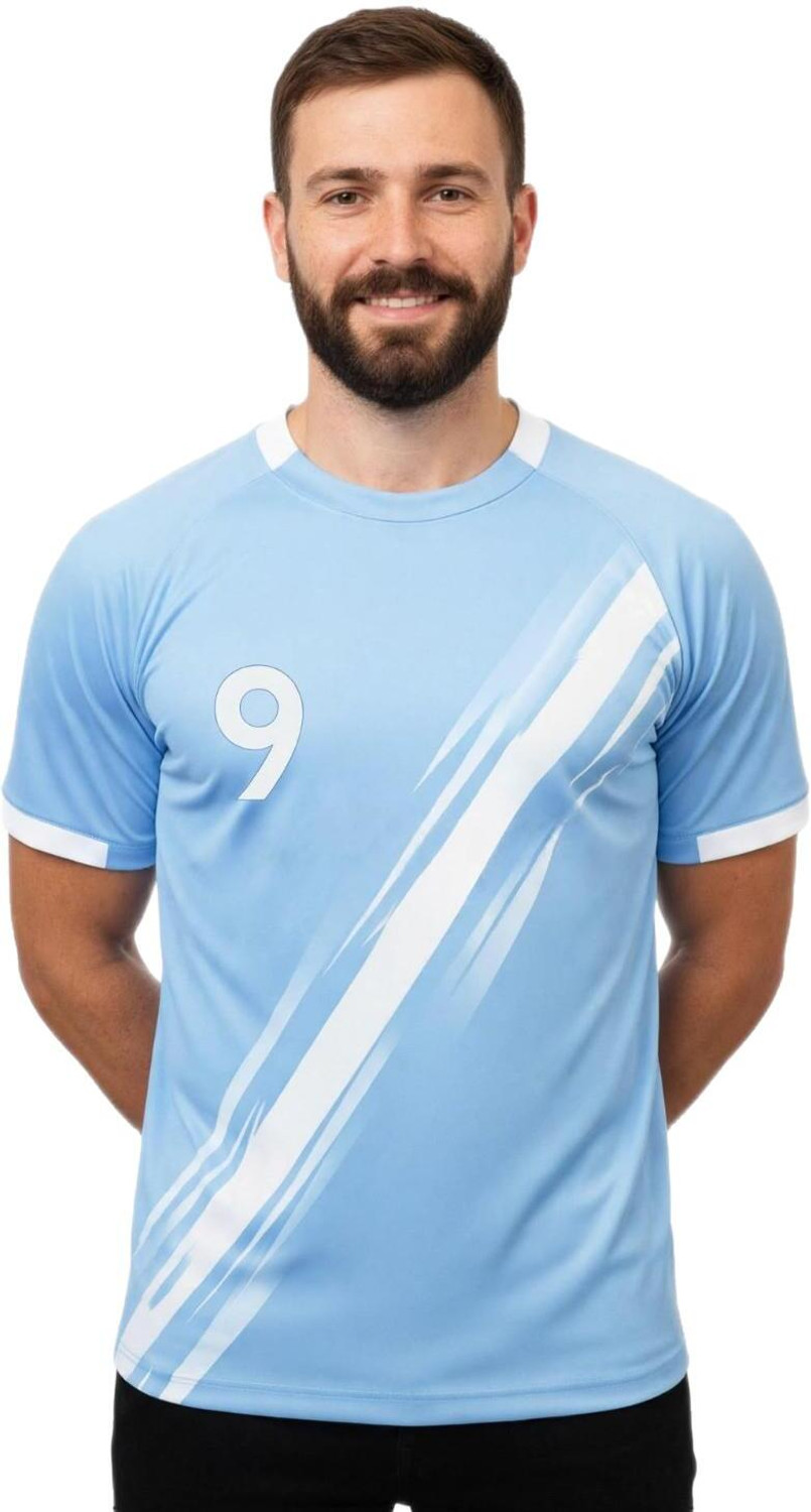 Smv Men Typography Round Neck Polyester Light Blue T-Shirt - Image 1
