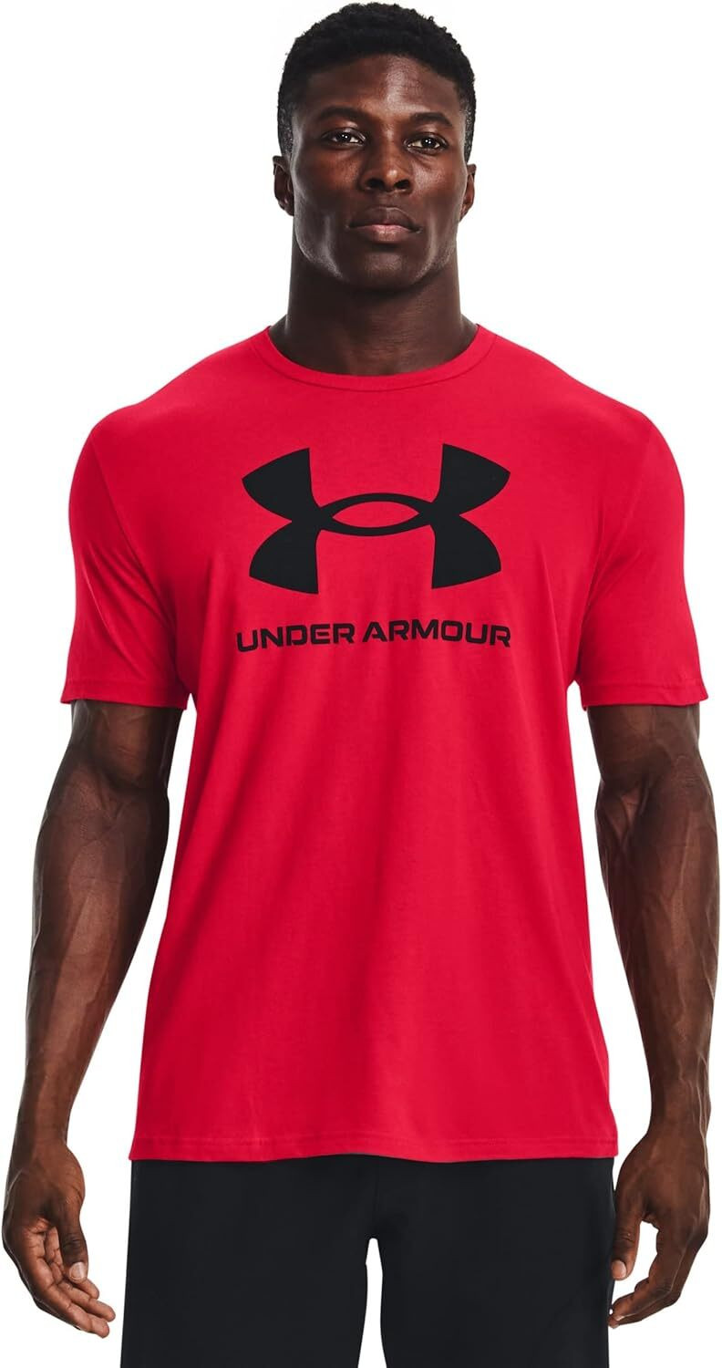 UNDER ARMOUR Men Solid Round Neck Cotton Blend Red T-Shirt - Image 1